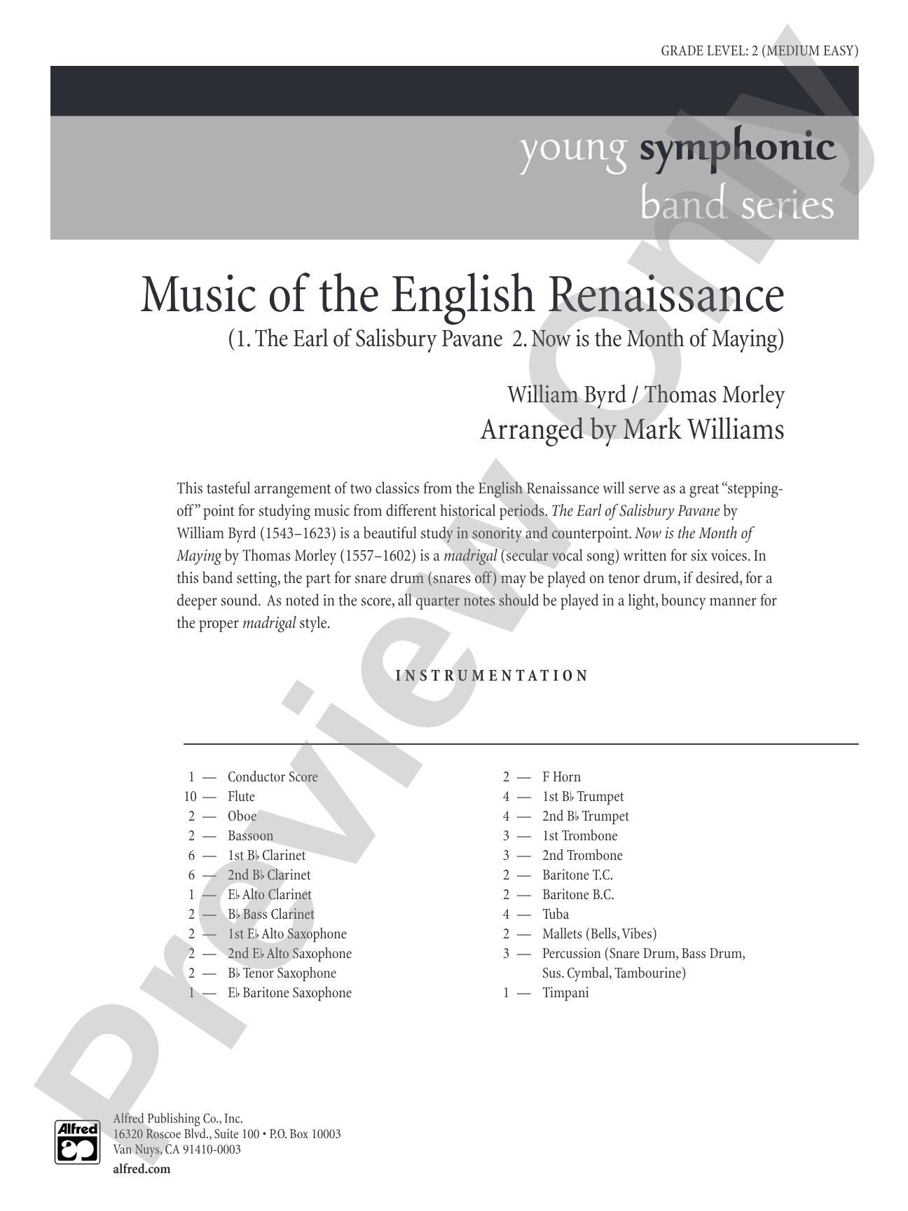 Music of the English Renaissance: Concert Band Conductor Score & Parts