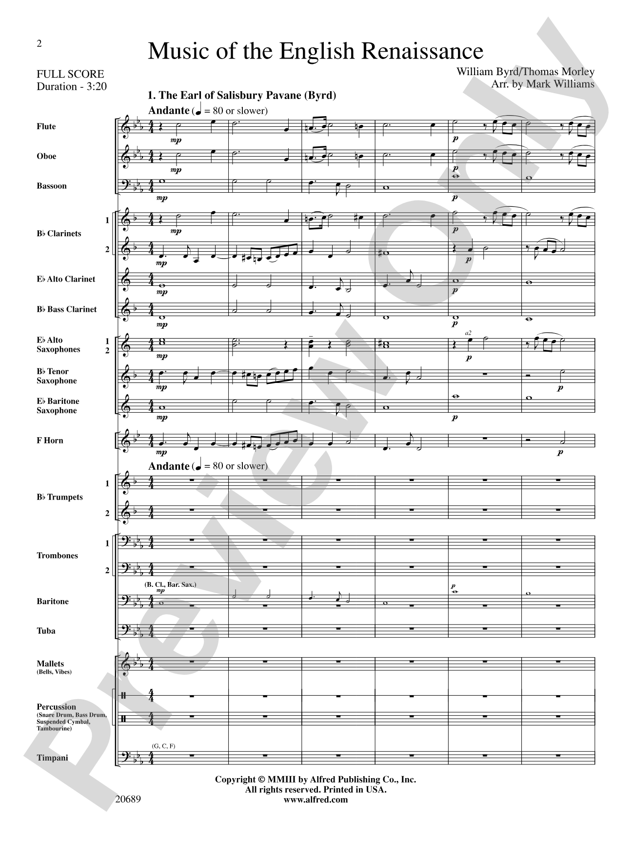 Music of the English Renaissance: Concert Band Conductor Score & Parts
