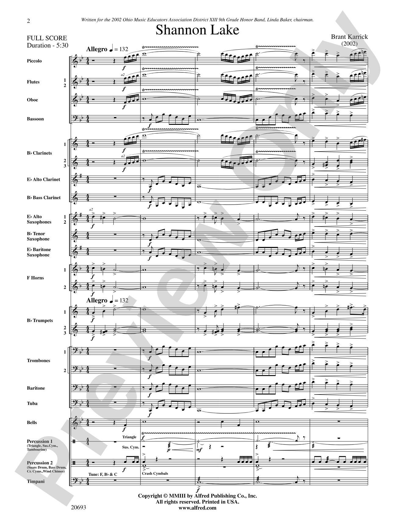 Shannon Lake: Concert Band Conductor Score & Parts