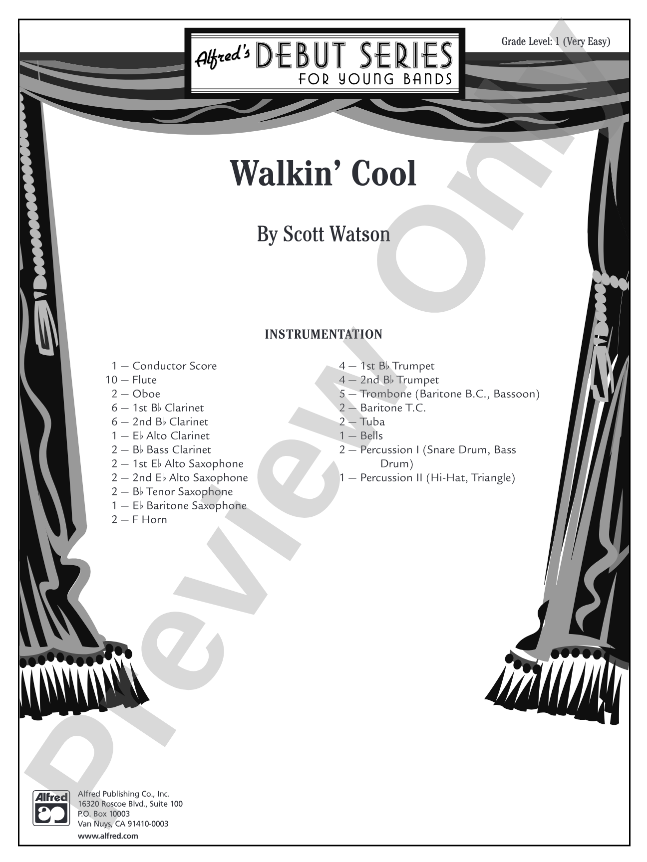 Walkin' Cool: Concert Band Conductor Score & Parts