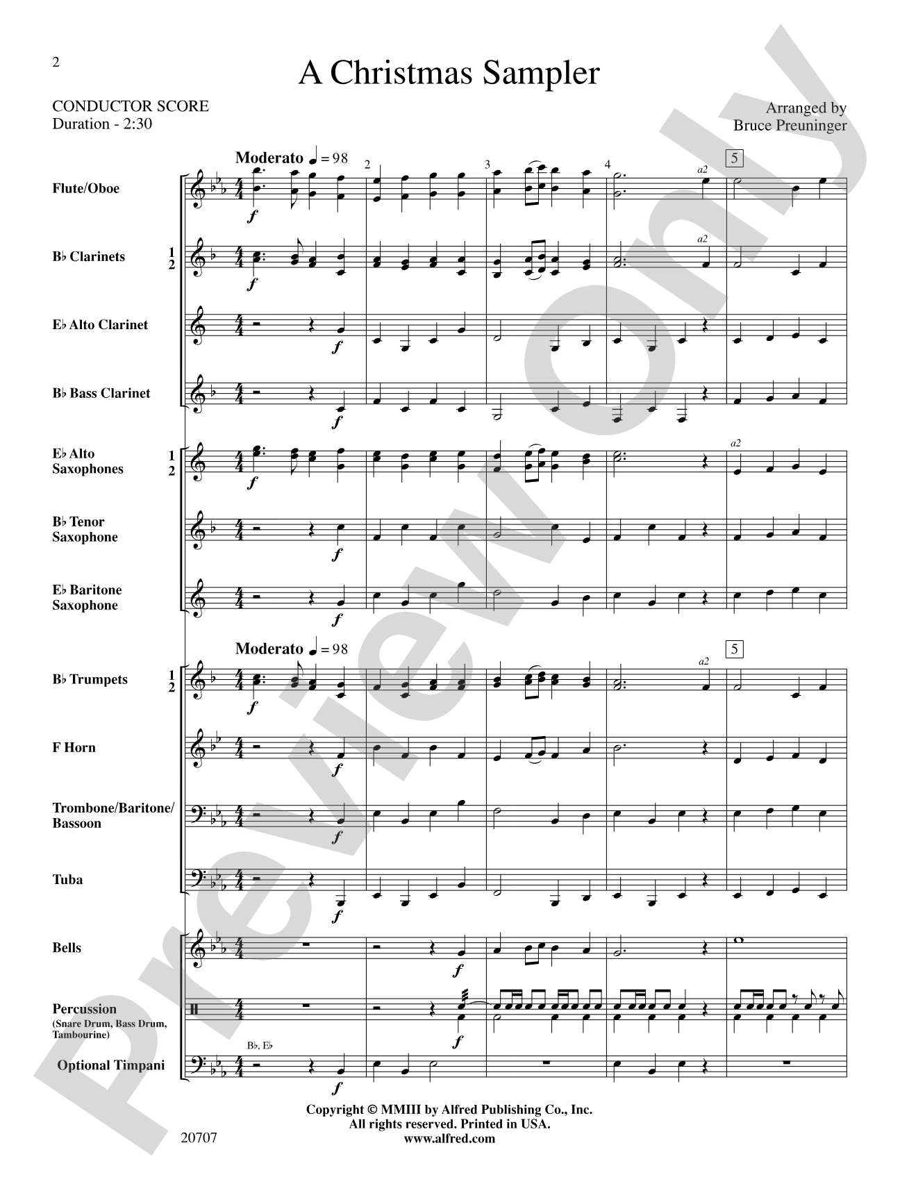 A Christmas Sampler: Concert Band Conductor Score & Parts