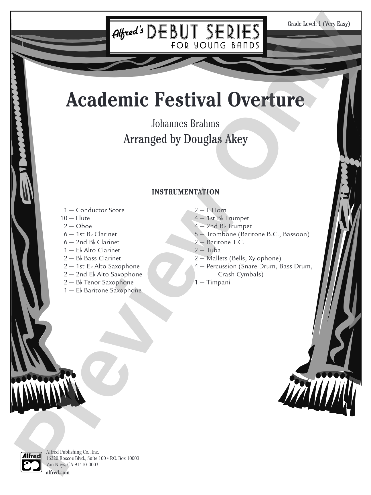 Academic Festival Overture: Concert Band Conductor Score & Parts