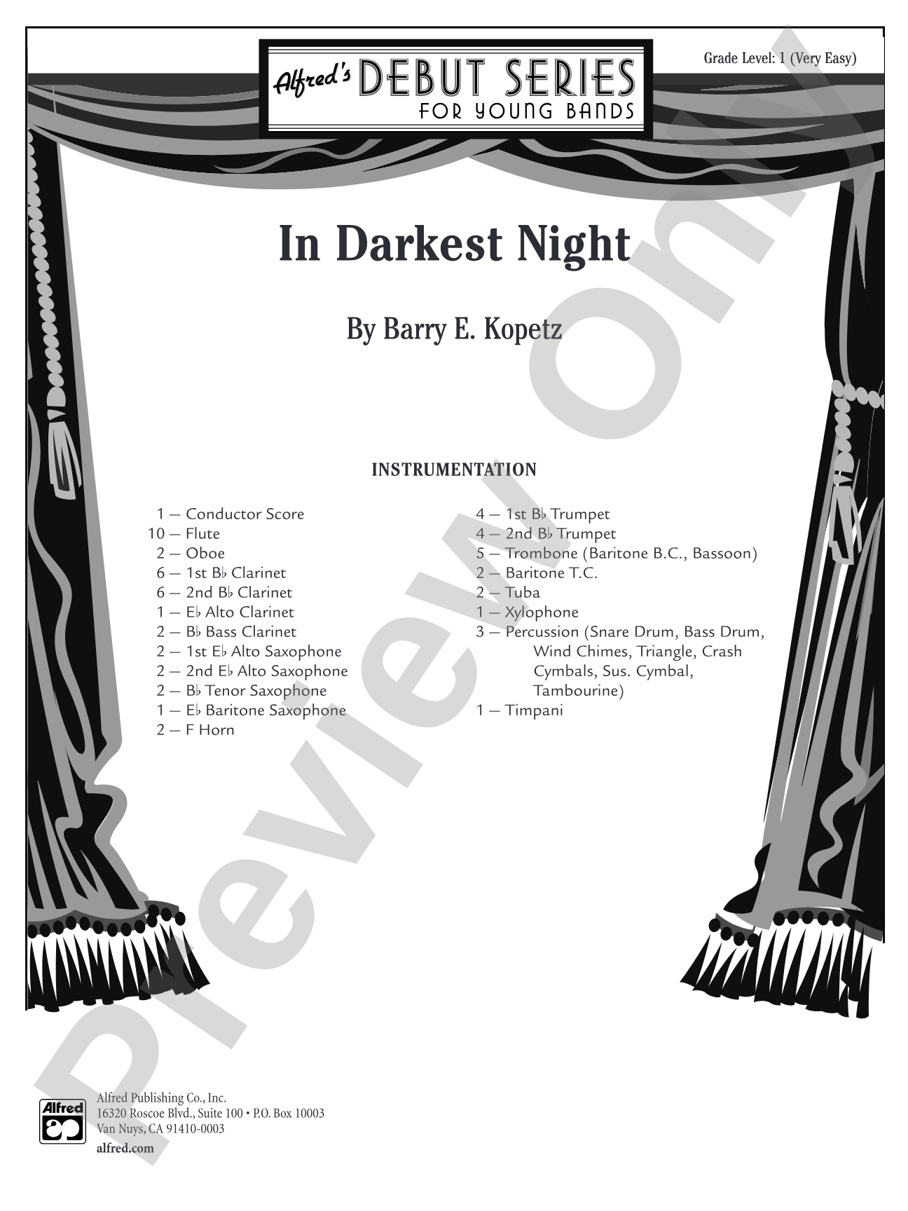In Darkest Night: Concert Band Conductor Score & Parts