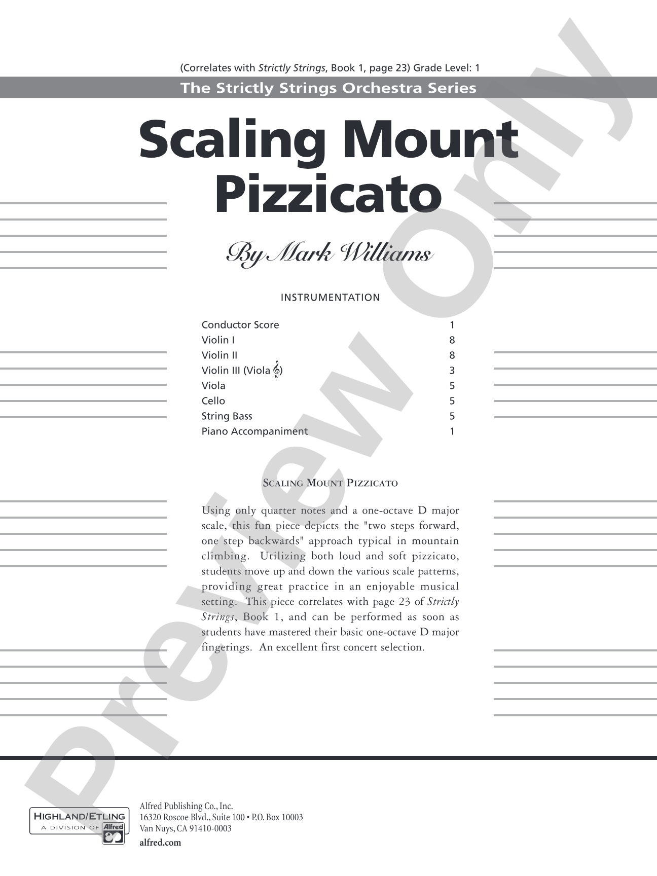 Scaling Mount Pizzicato: String Orchestra Conductor Score & Parts