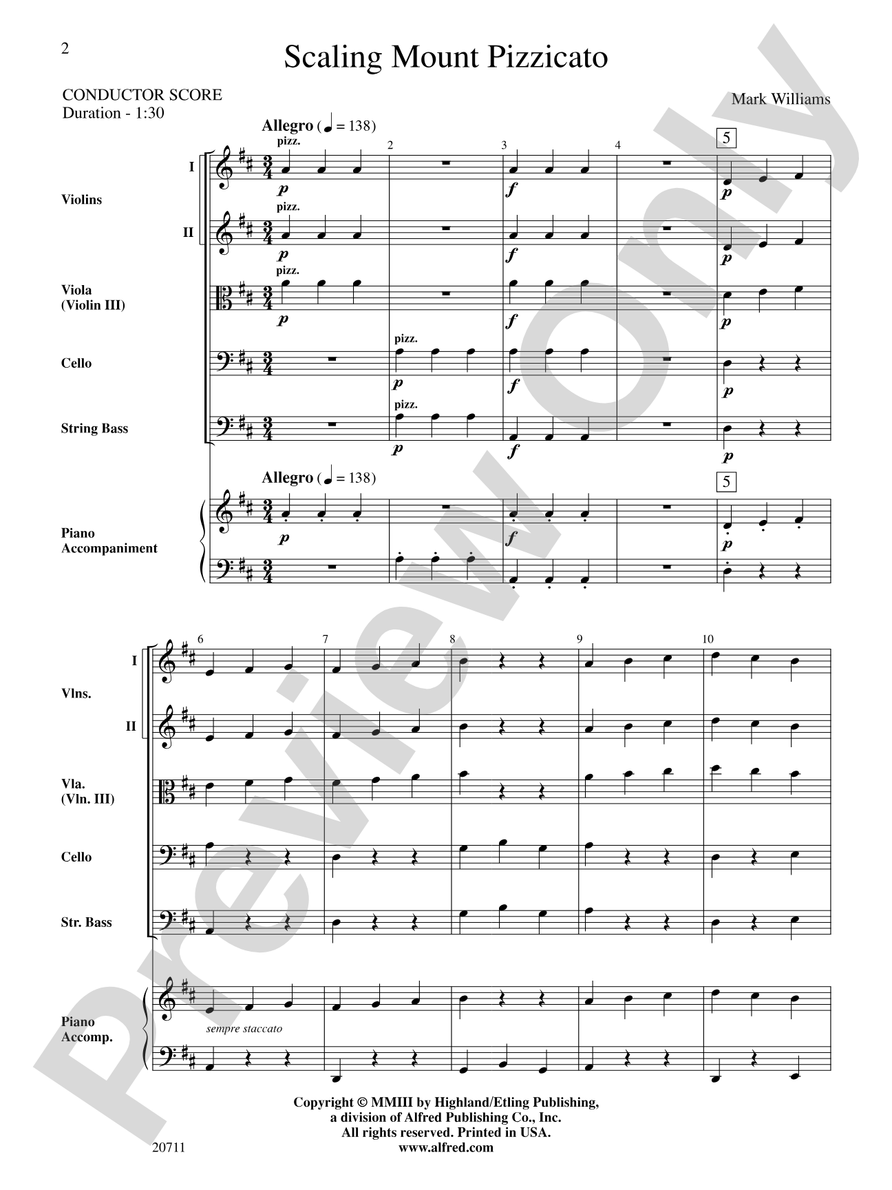 Scaling Mount Pizzicato: String Orchestra Conductor Score & Parts