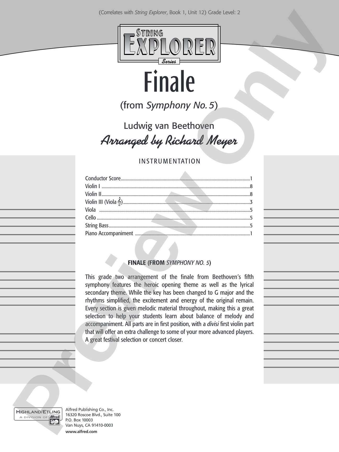 Finale (from Symphony No. 5): String Orchestra Conductor Score & Parts