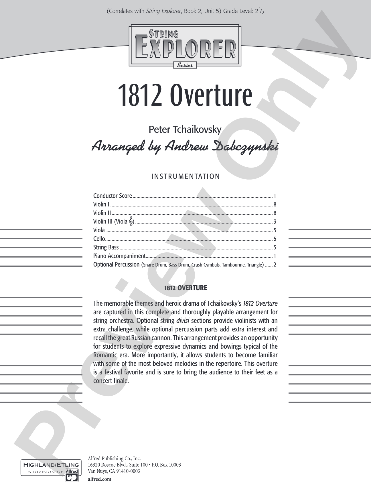 1812 Overture: String Orchestra Conductor Score & Parts
