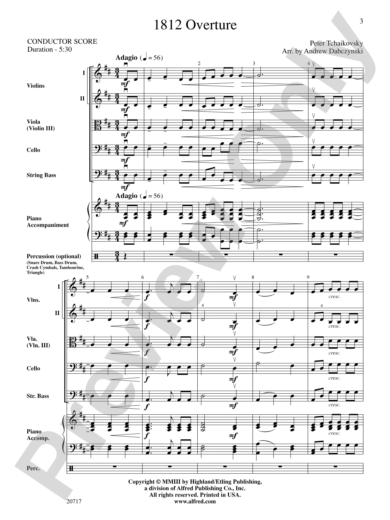 1812 Overture: String Orchestra Conductor Score & Parts