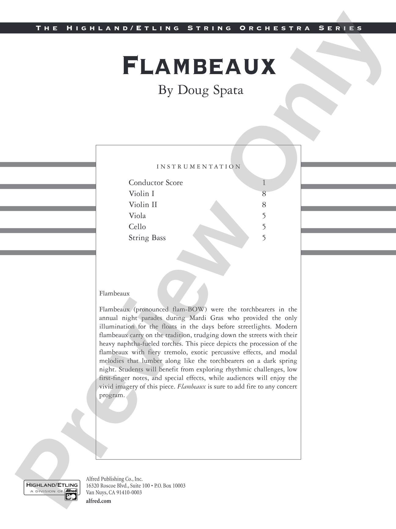Flambeaux: String Orchestra Conductor Score & Parts