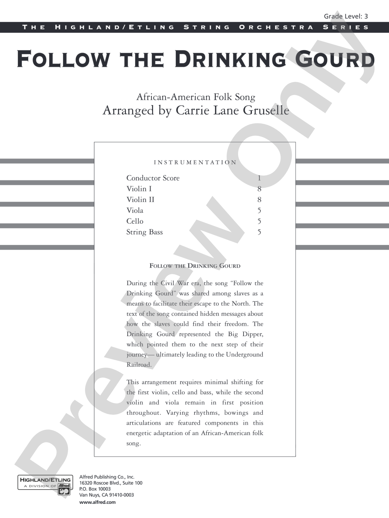 Follow the Drinking Gourd: String Orchestra Conductor Score & Parts