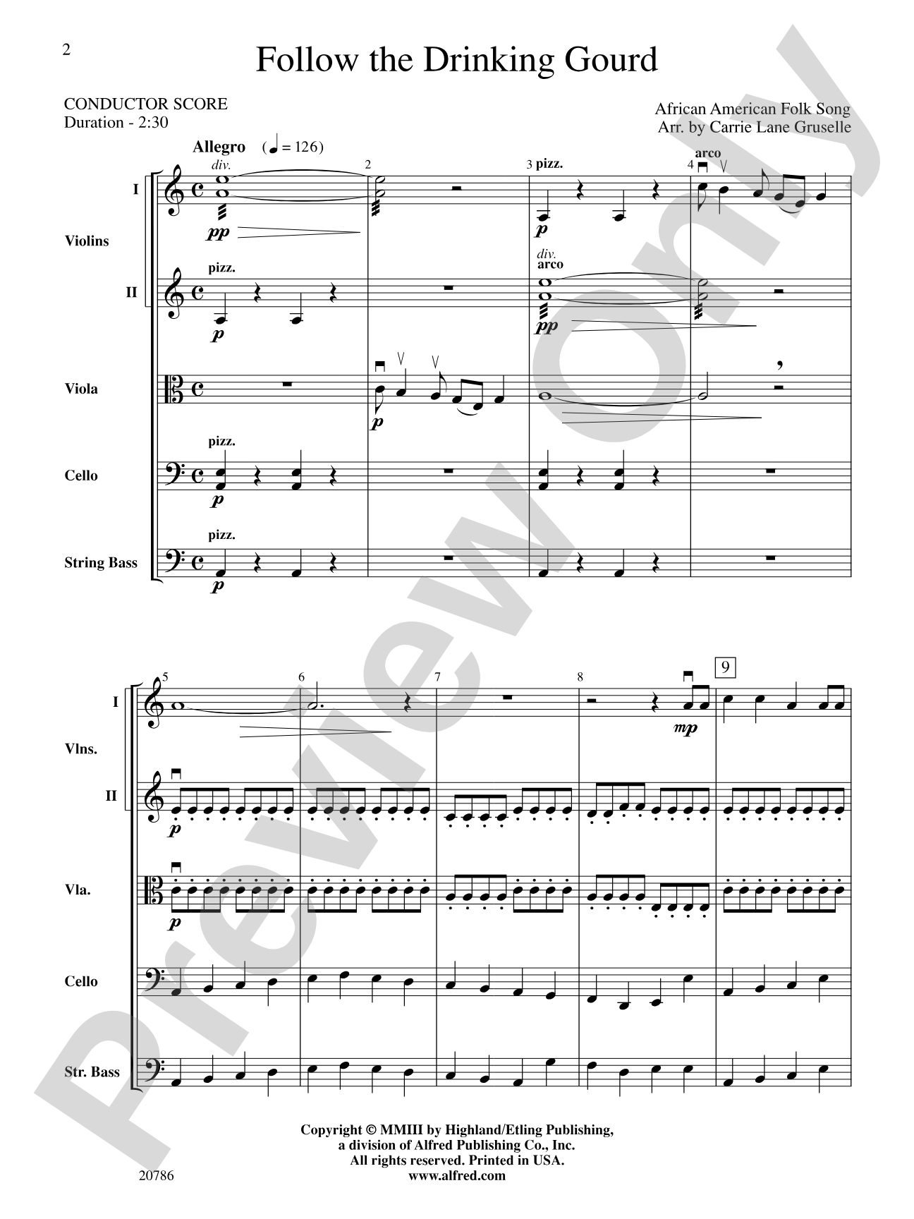 Follow the Drinking Gourd: String Orchestra Conductor Score & Parts