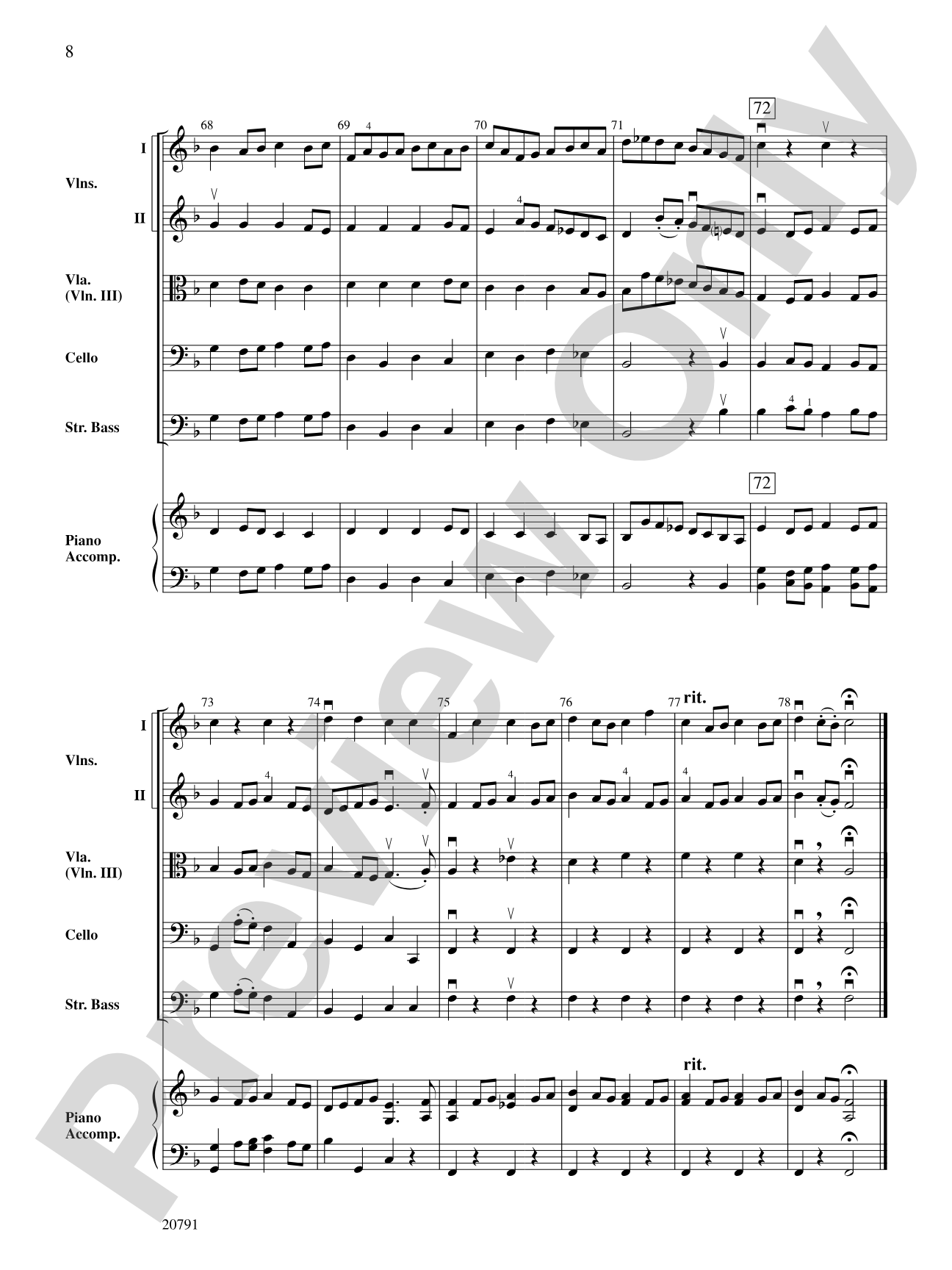Brandenburg Concerto No. 2 (3rd Movement): String Orchestra Conductor Score & Parts