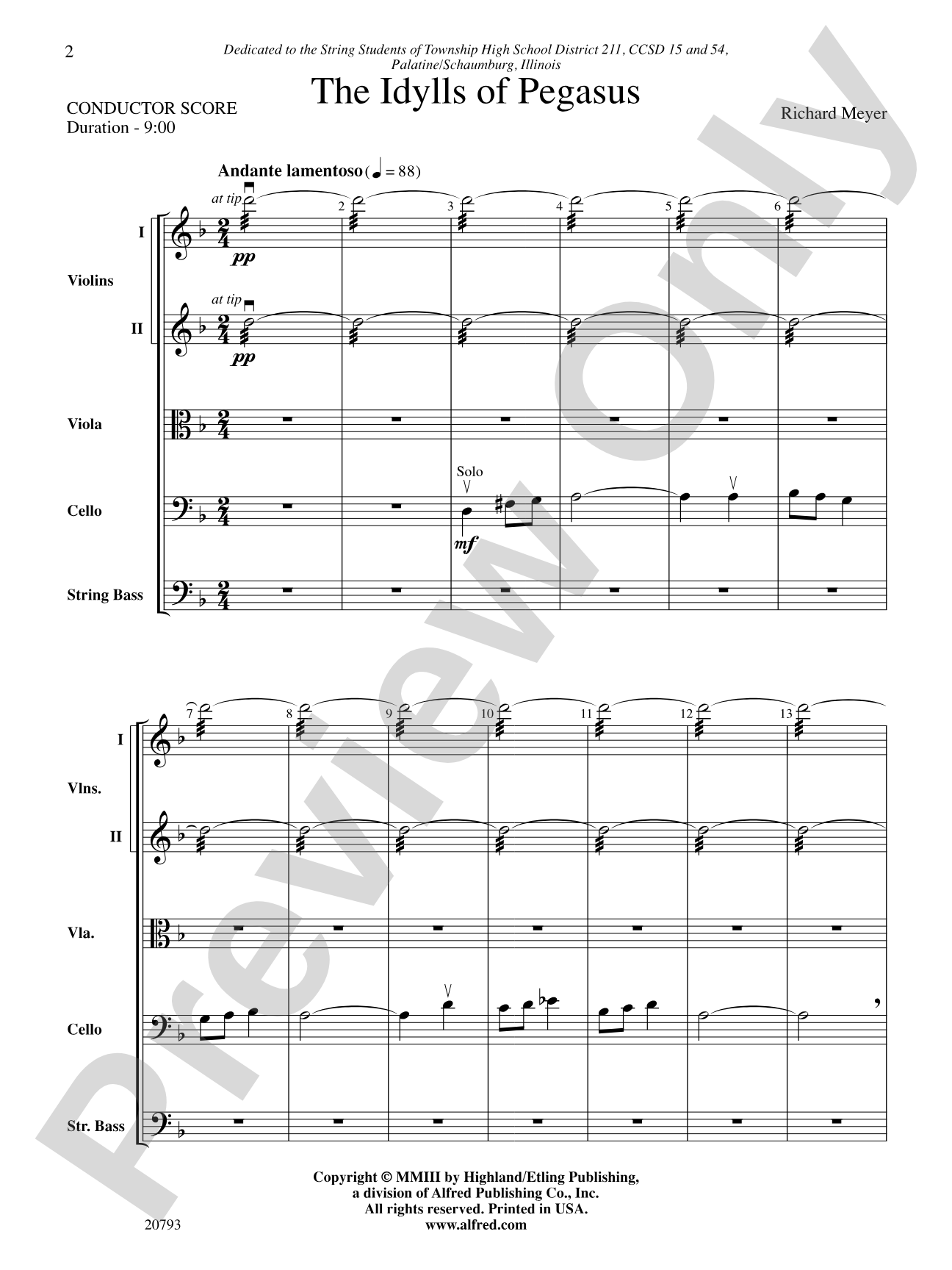 The Idylls of Pegasus: Score