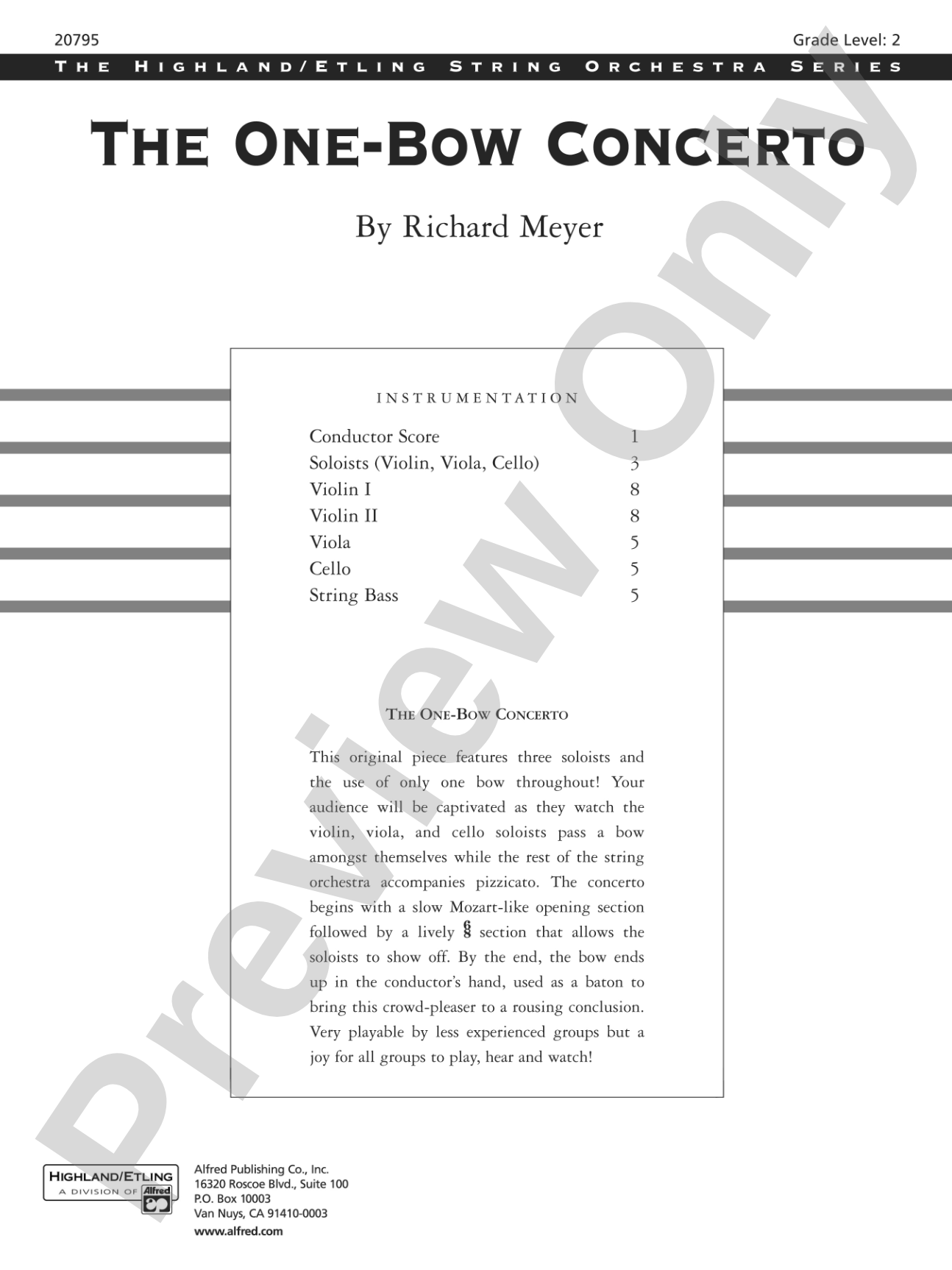 The One-Bow Concerto: String Orchestra Conductor Score & Parts