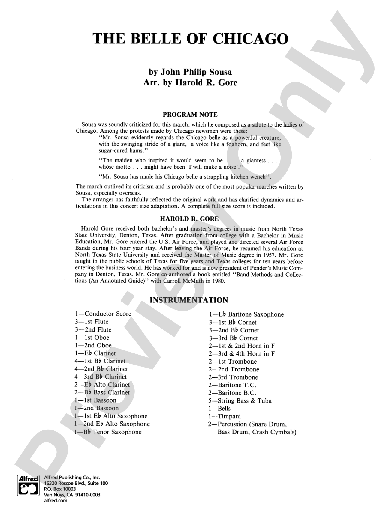 Belle of Chicago: Concert Band Conductor Score & Parts