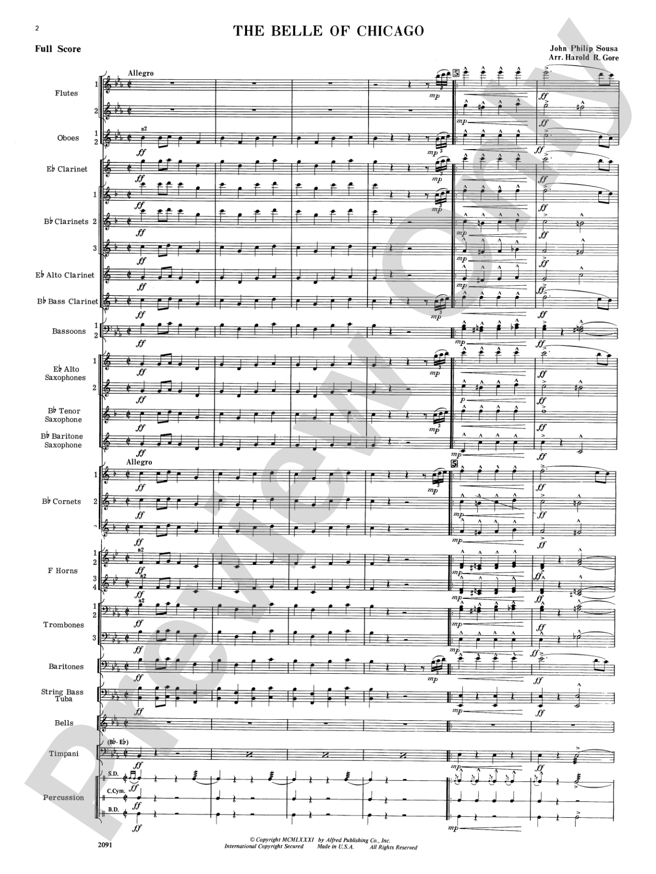 Belle of Chicago: Concert Band Conductor Score & Parts
