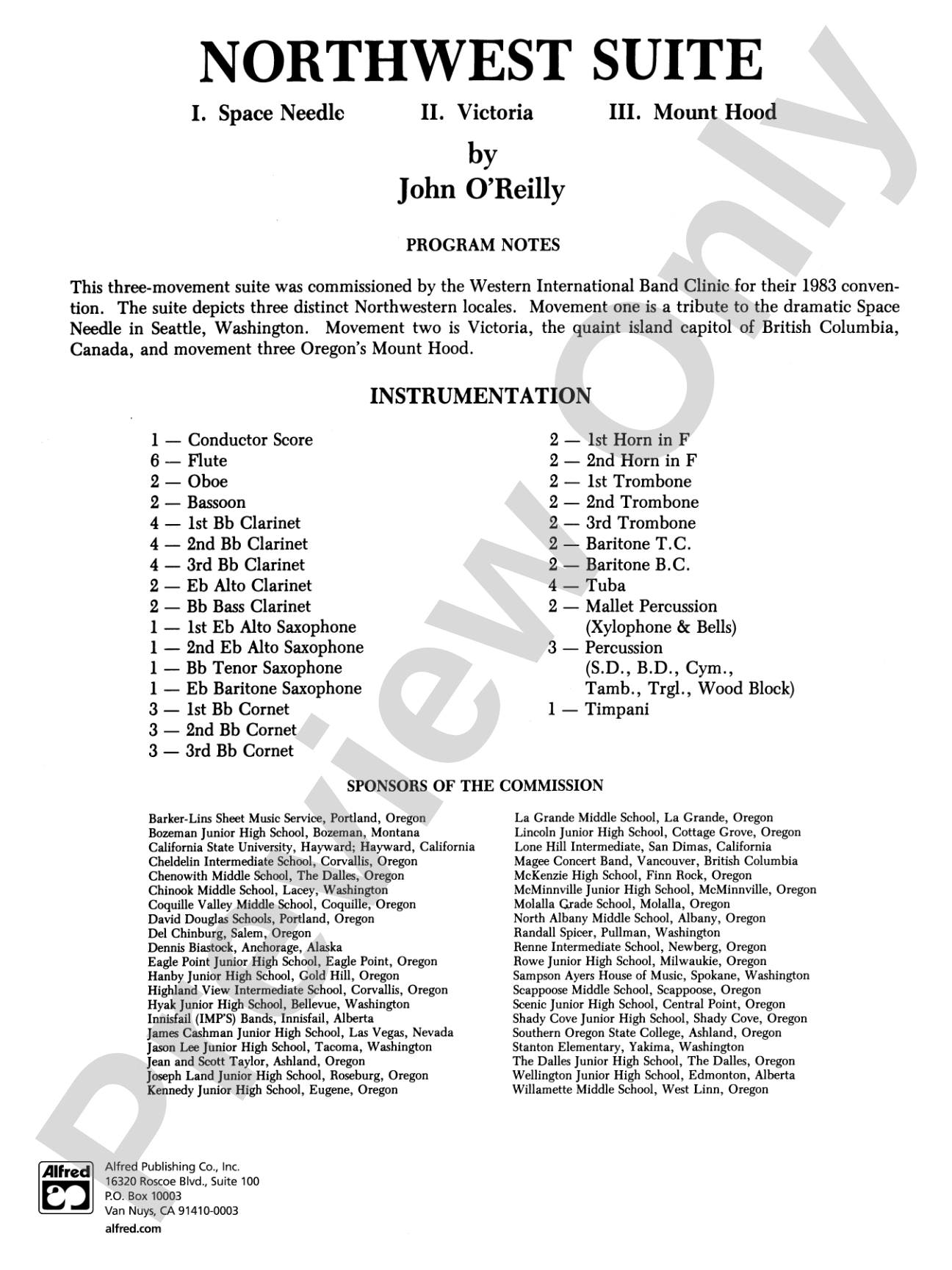 Northwest Suite: Concert Band Conductor Score & Parts
