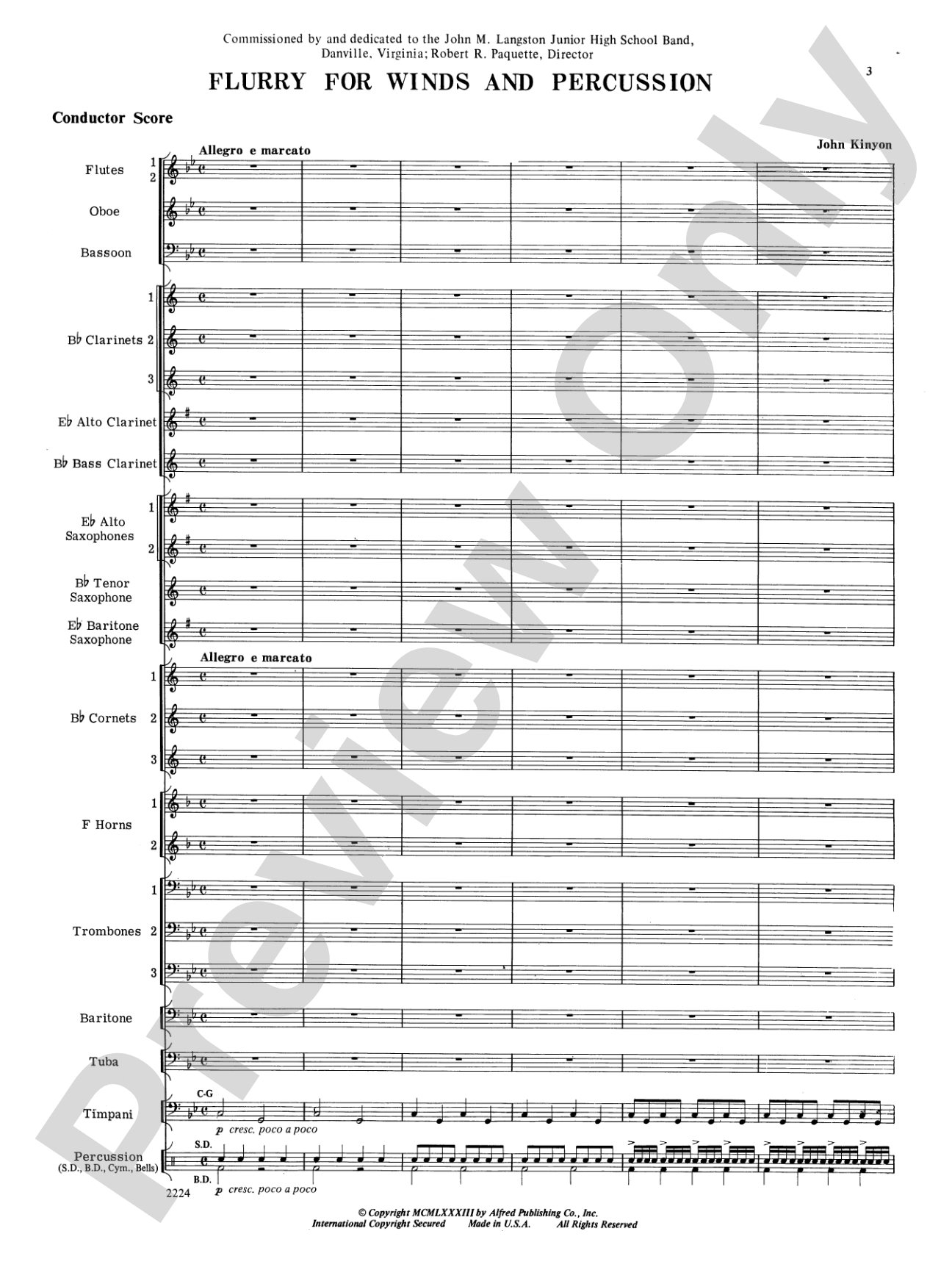 Flurry for Winds and Percussion: Concert Band Conductor Score & Parts