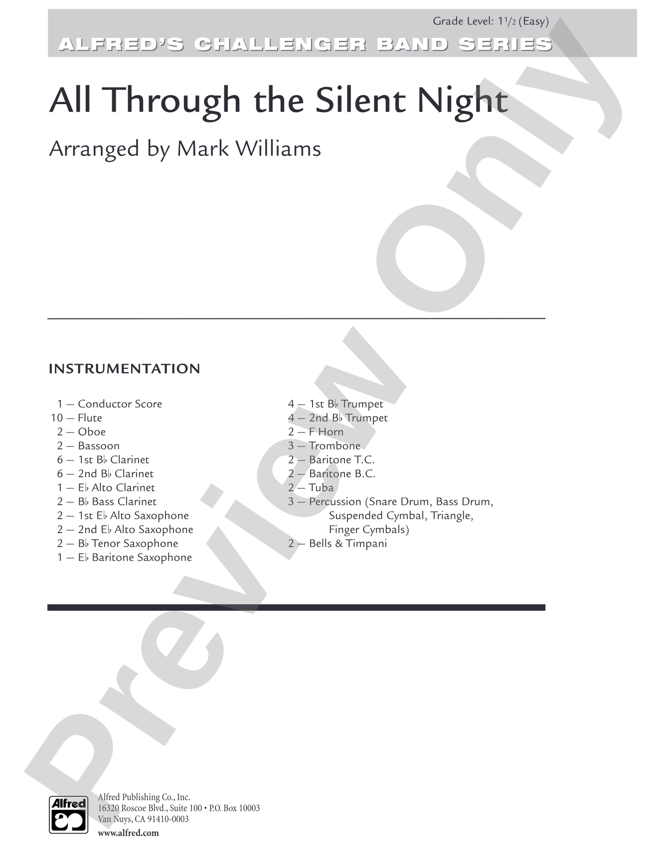 All Through the Silent Night: Concert Band Conductor Score & Parts