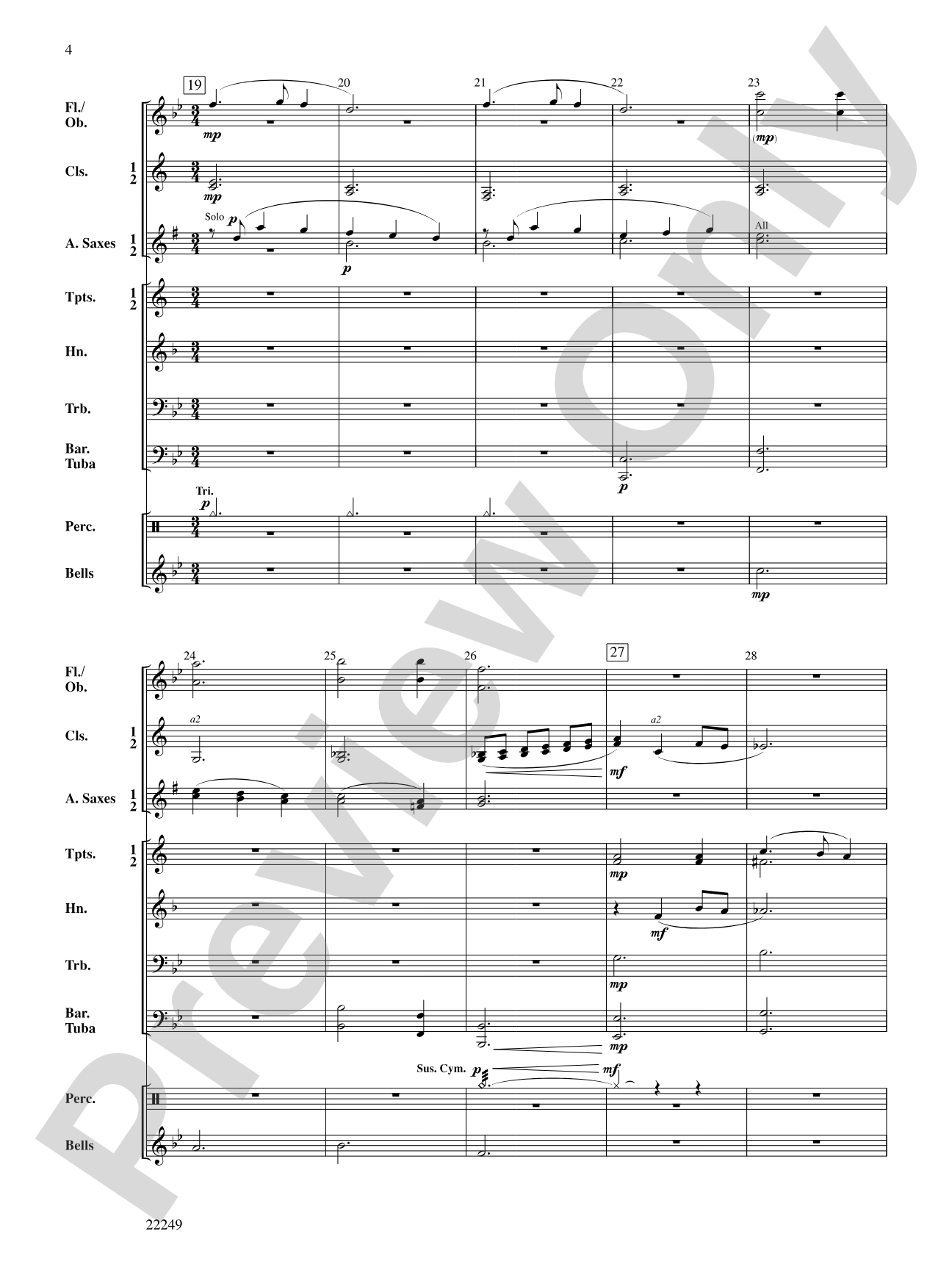 All Through the Silent Night: Concert Band Conductor Score & Parts