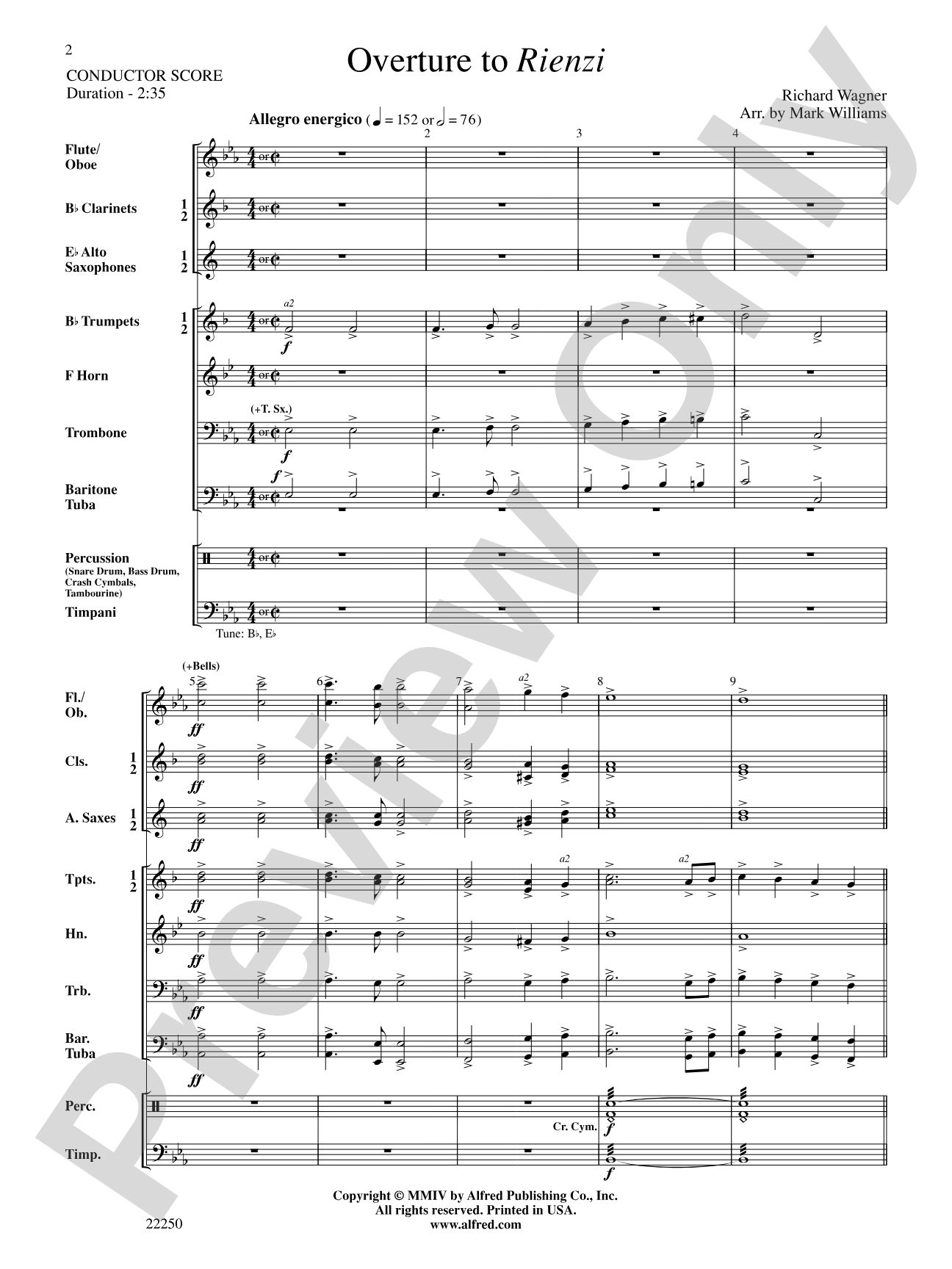 Overture to Rienzi: Concert Band Conductor Score & Parts