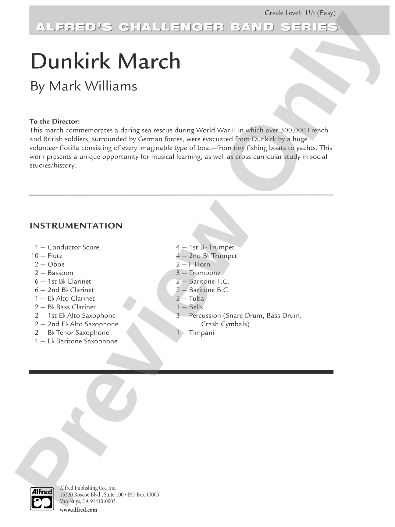 Dunkirk March: Concert Band Conductor Score & Parts