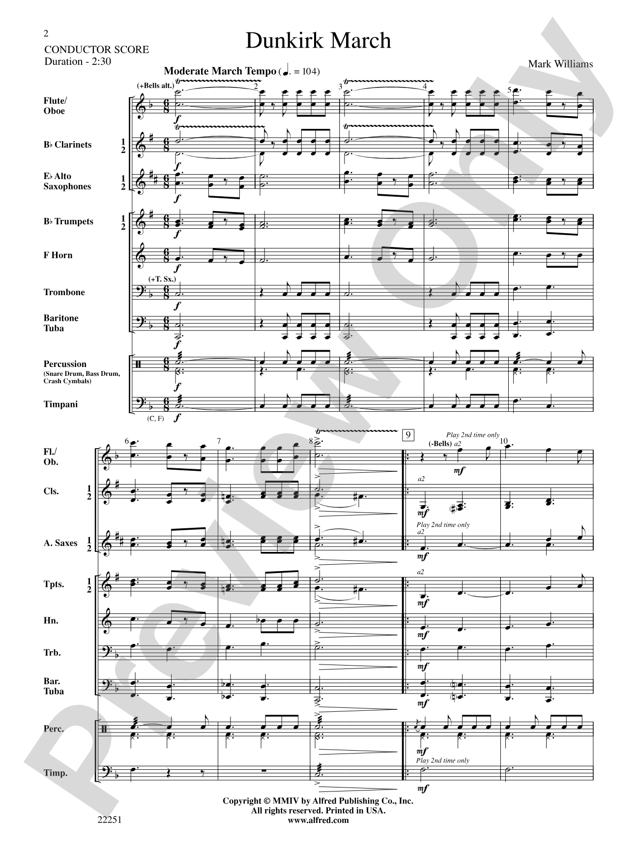 Dunkirk March: Concert Band Conductor Score & Parts