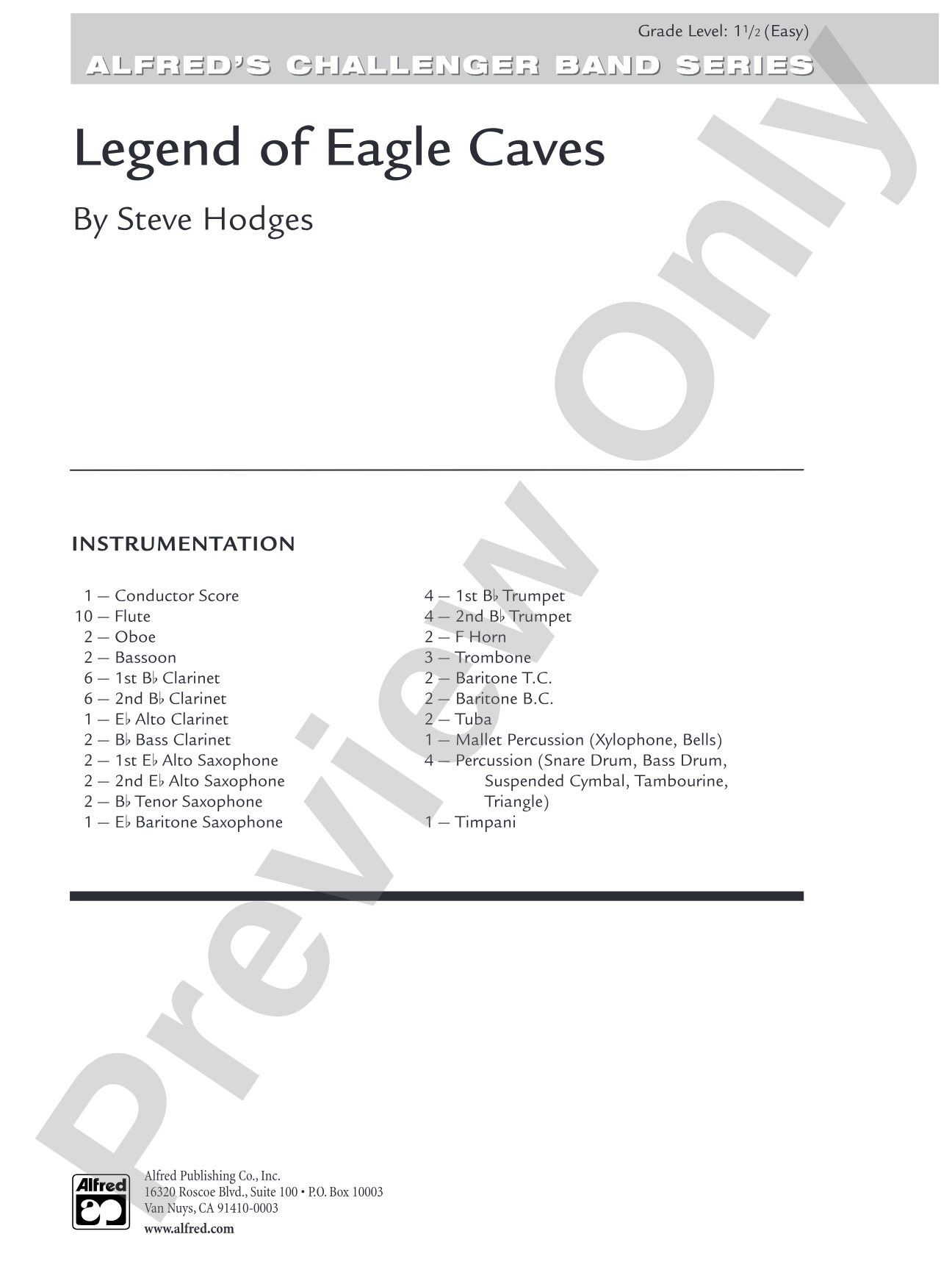 Legend of Eagle Caves: Concert Band Conductor Score & Parts