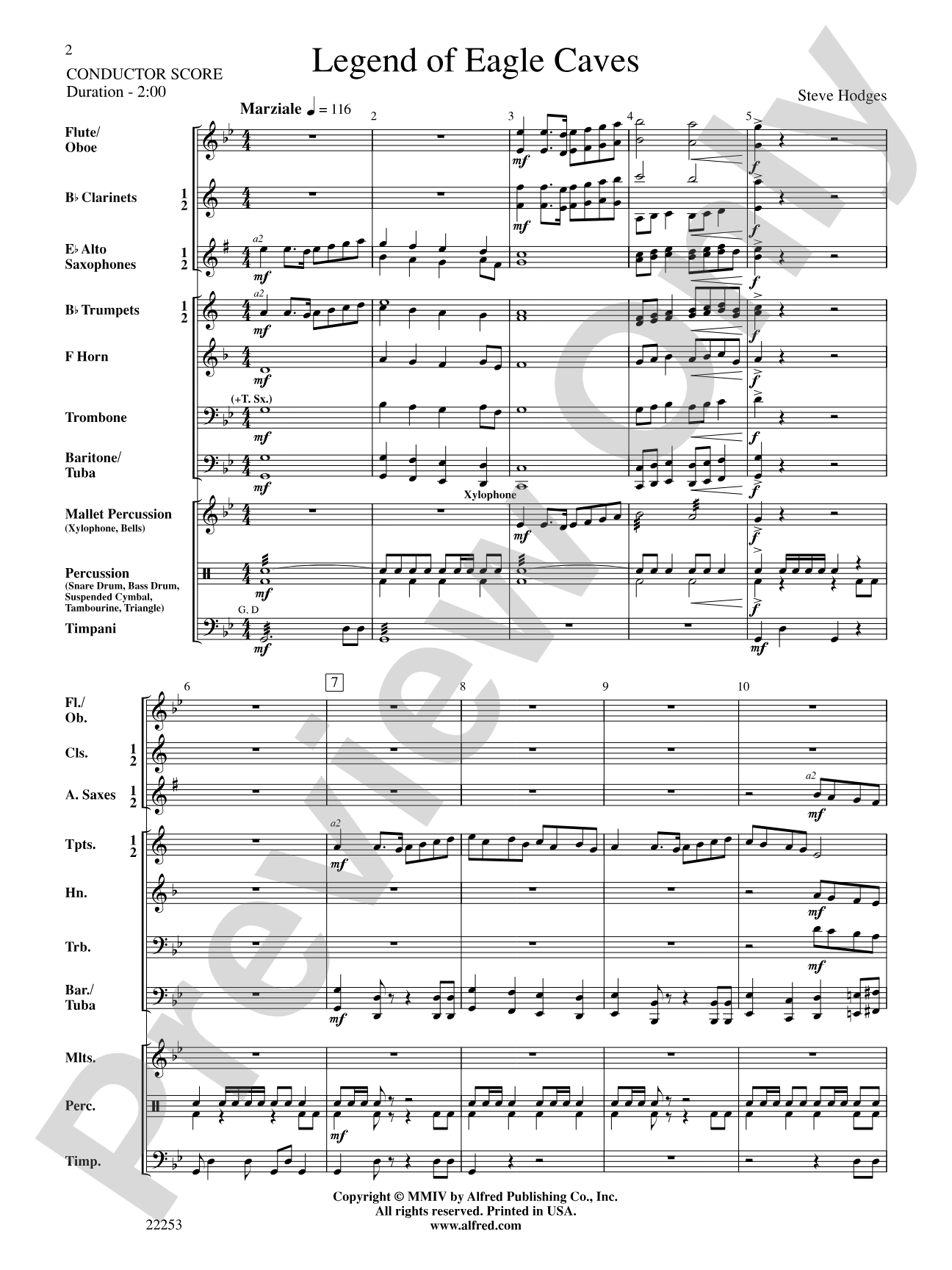 Legend of Eagle Caves: Concert Band Conductor Score & Parts