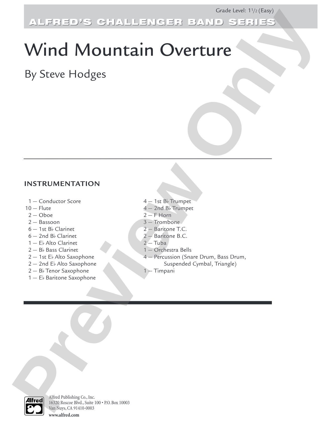 Wind Mountain Overture: Concert Band Conductor Score & Parts
