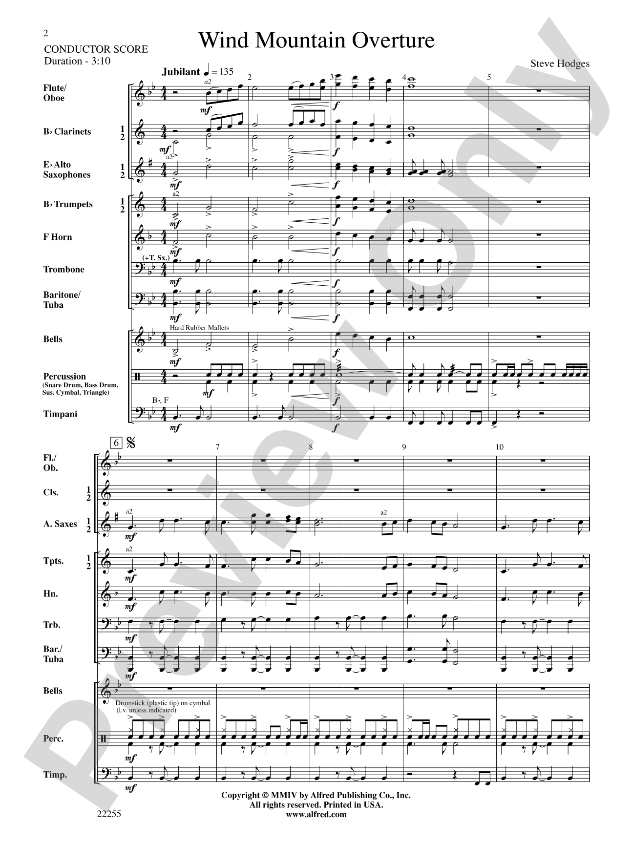 Wind Mountain Overture: Concert Band Conductor Score & Parts