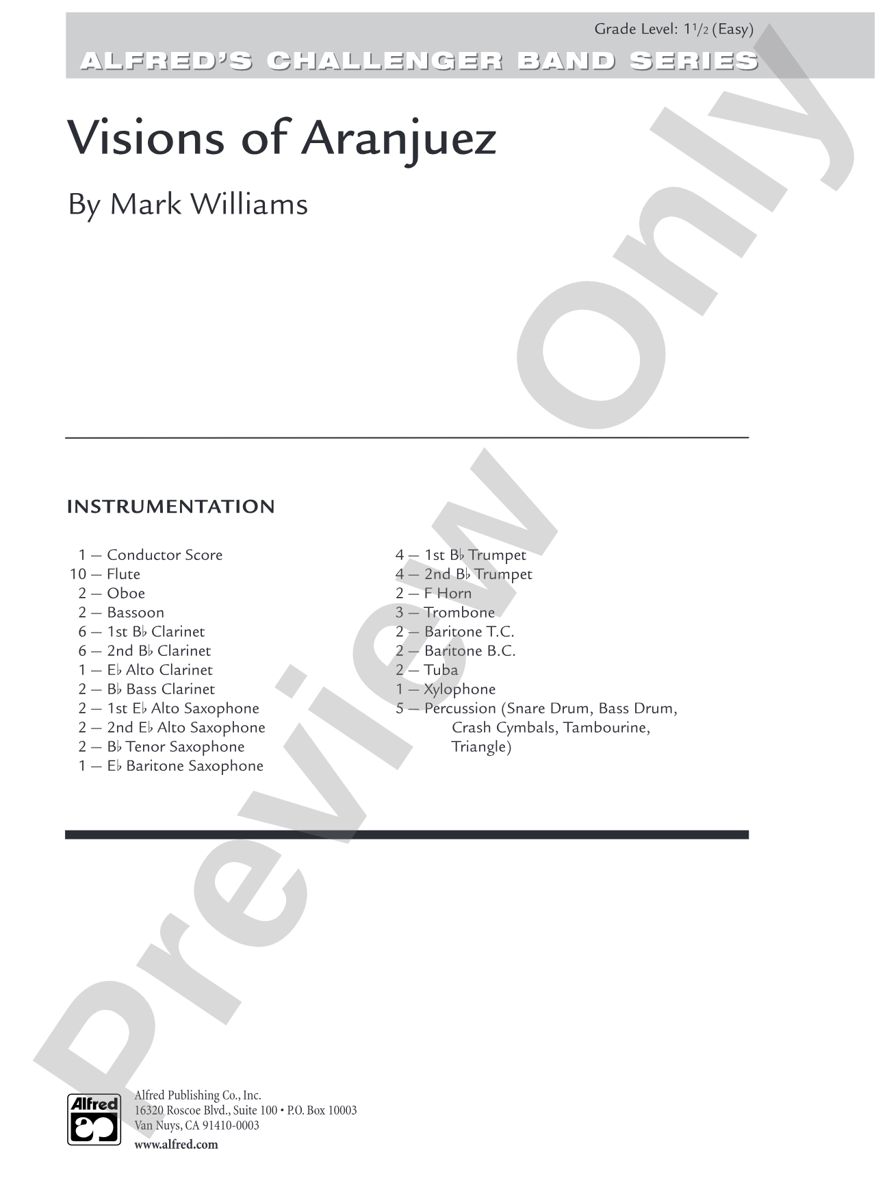 Visions of Aranjuez: Concert Band Conductor Score & Parts