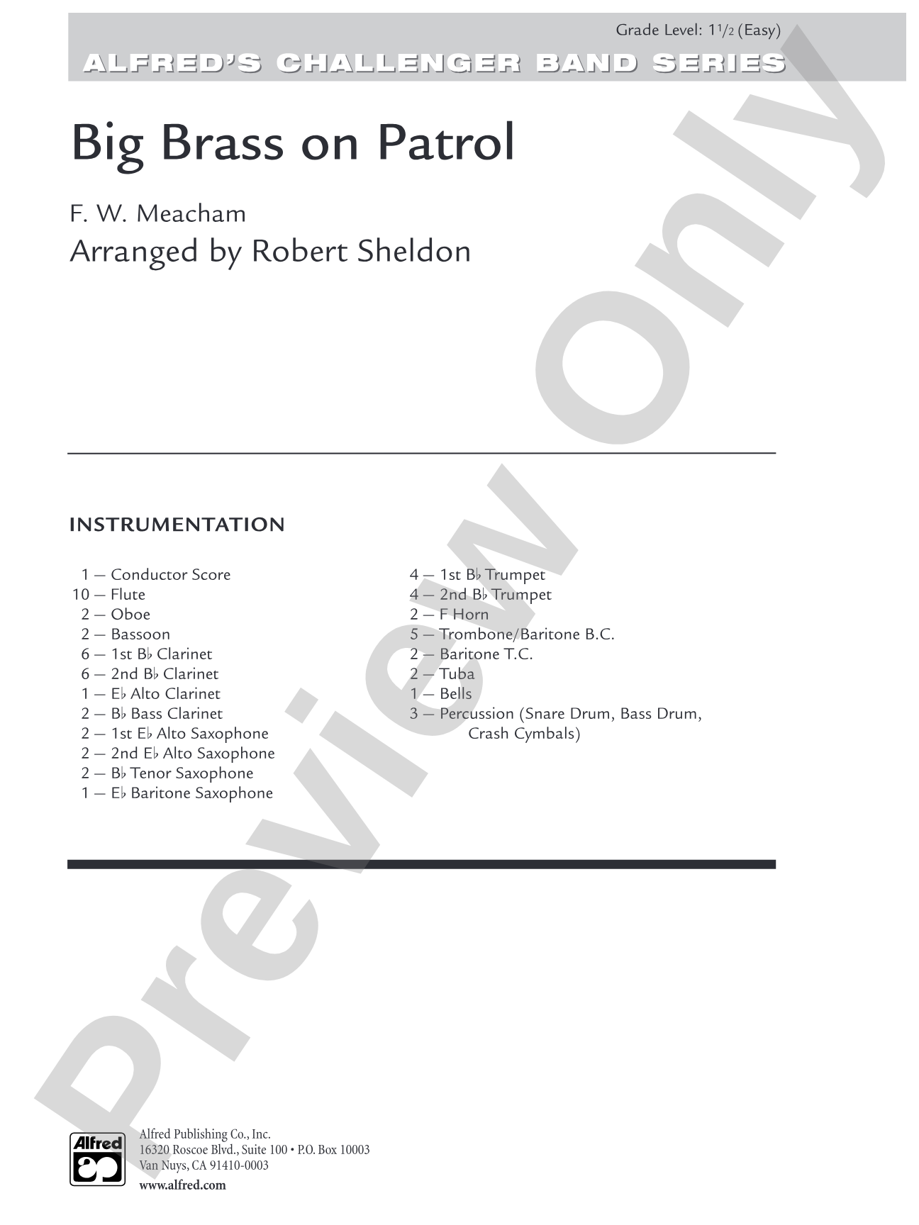 Big Brass on Patrol: Concert Band Conductor Score & Parts