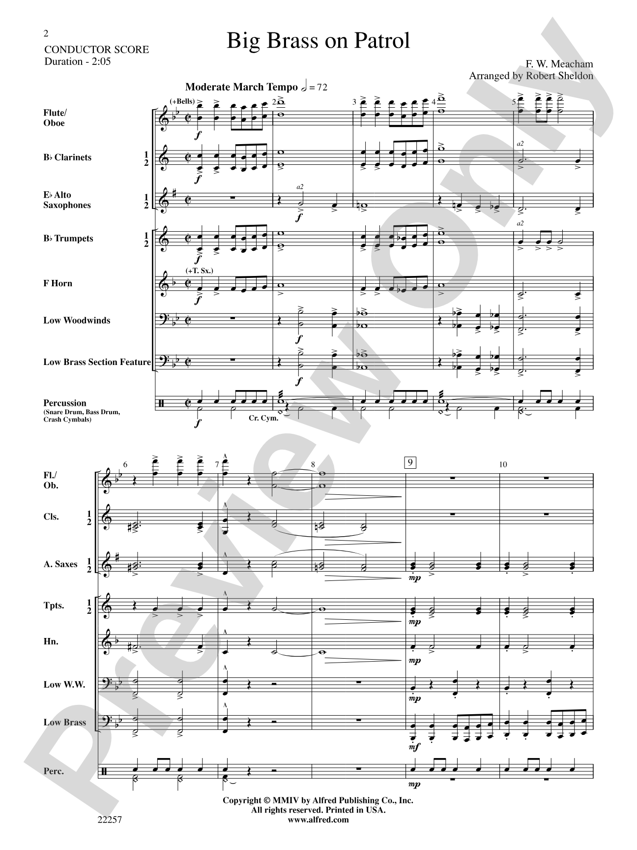 Big Brass on Patrol: Concert Band Conductor Score & Parts