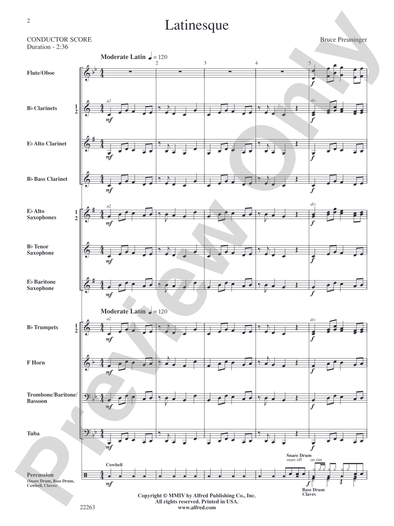 Latinesque: Concert Band Conductor Score & Parts