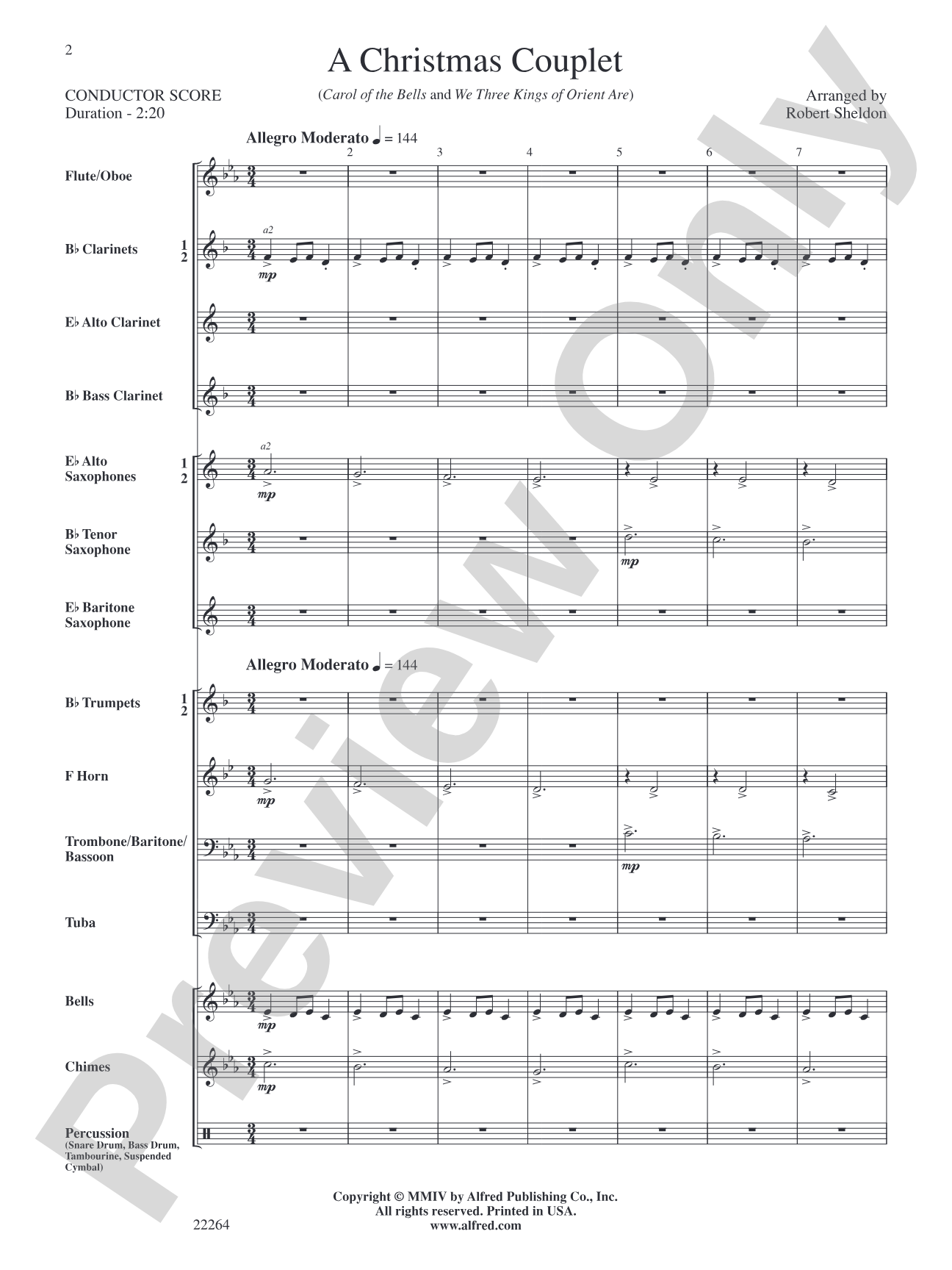 A Christmas Couplet: Concert Band Conductor Score & Parts