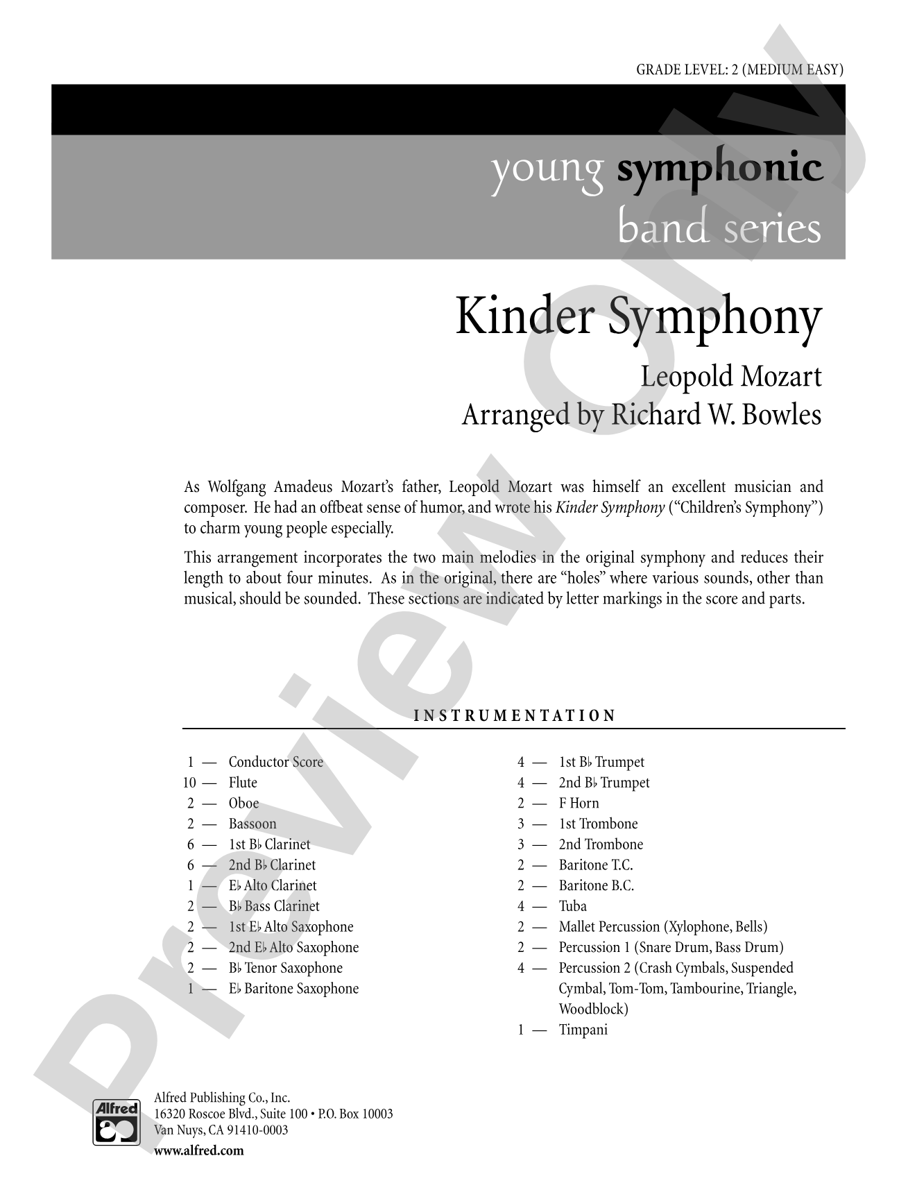 Kinder Symphony: Concert Band Conductor Score & Parts