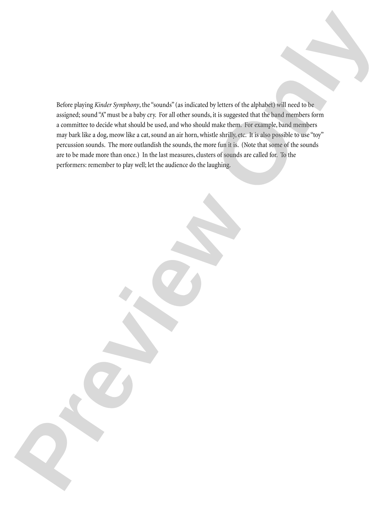 Kinder Symphony: Concert Band Conductor Score & Parts