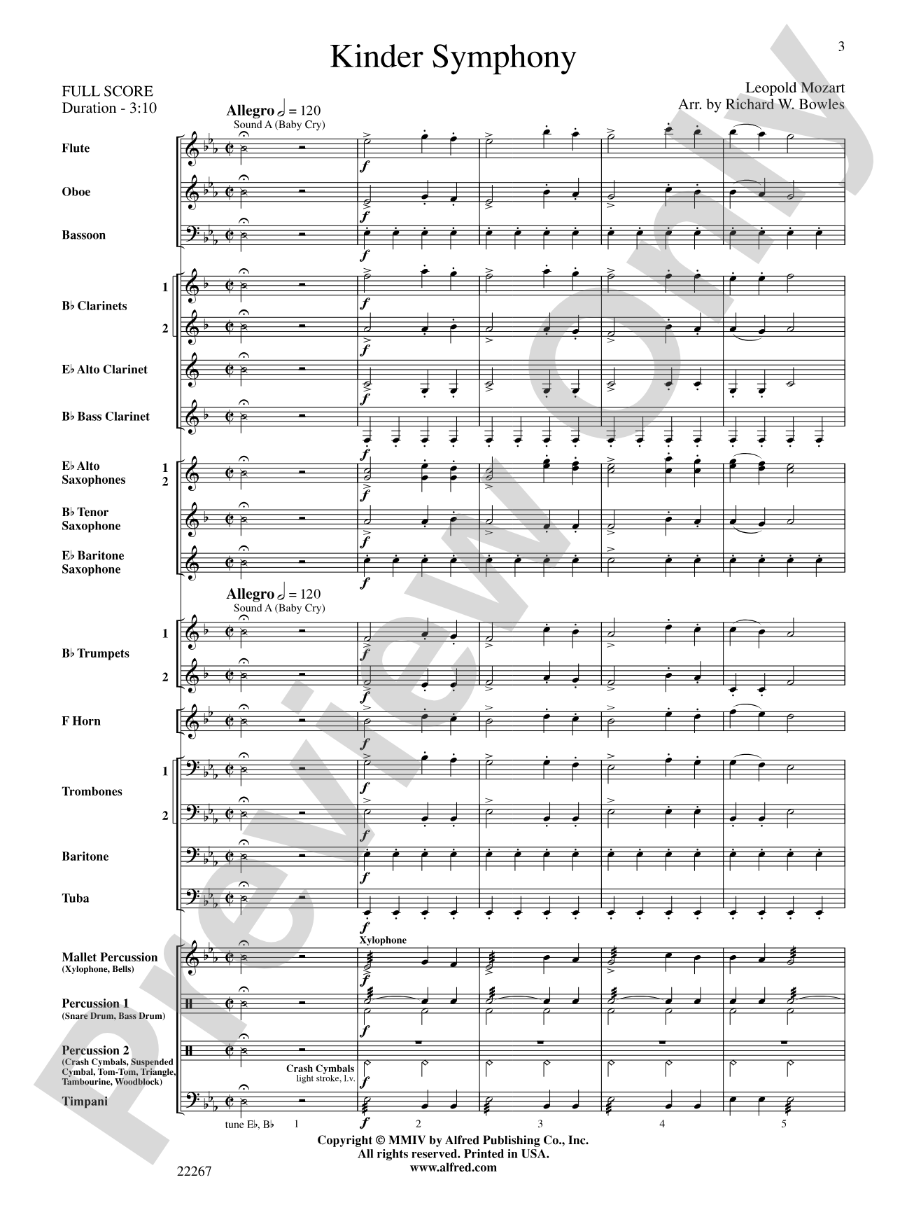 Kinder Symphony: Concert Band Conductor Score & Parts