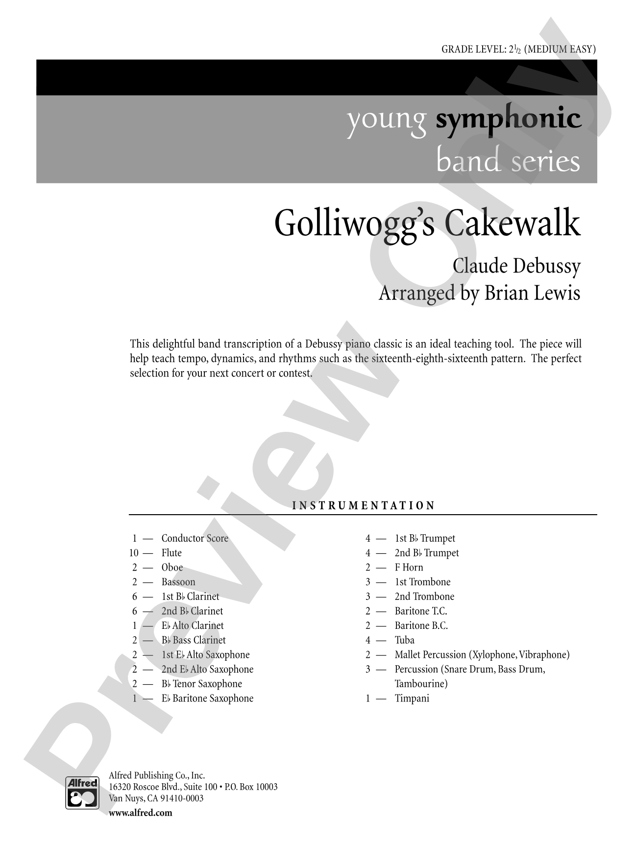 Golliwogg's Cakewalk: Concert Band Conductor Score & Parts