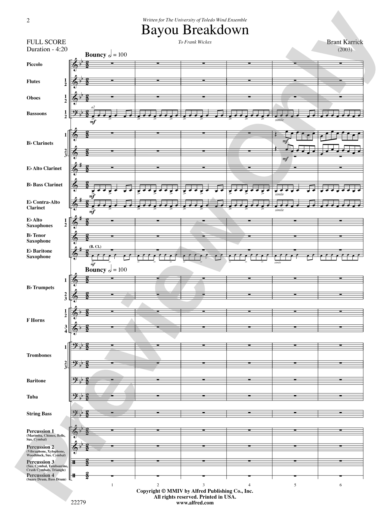 Bayou Breakdown: Concert Band Conductor Score & Parts