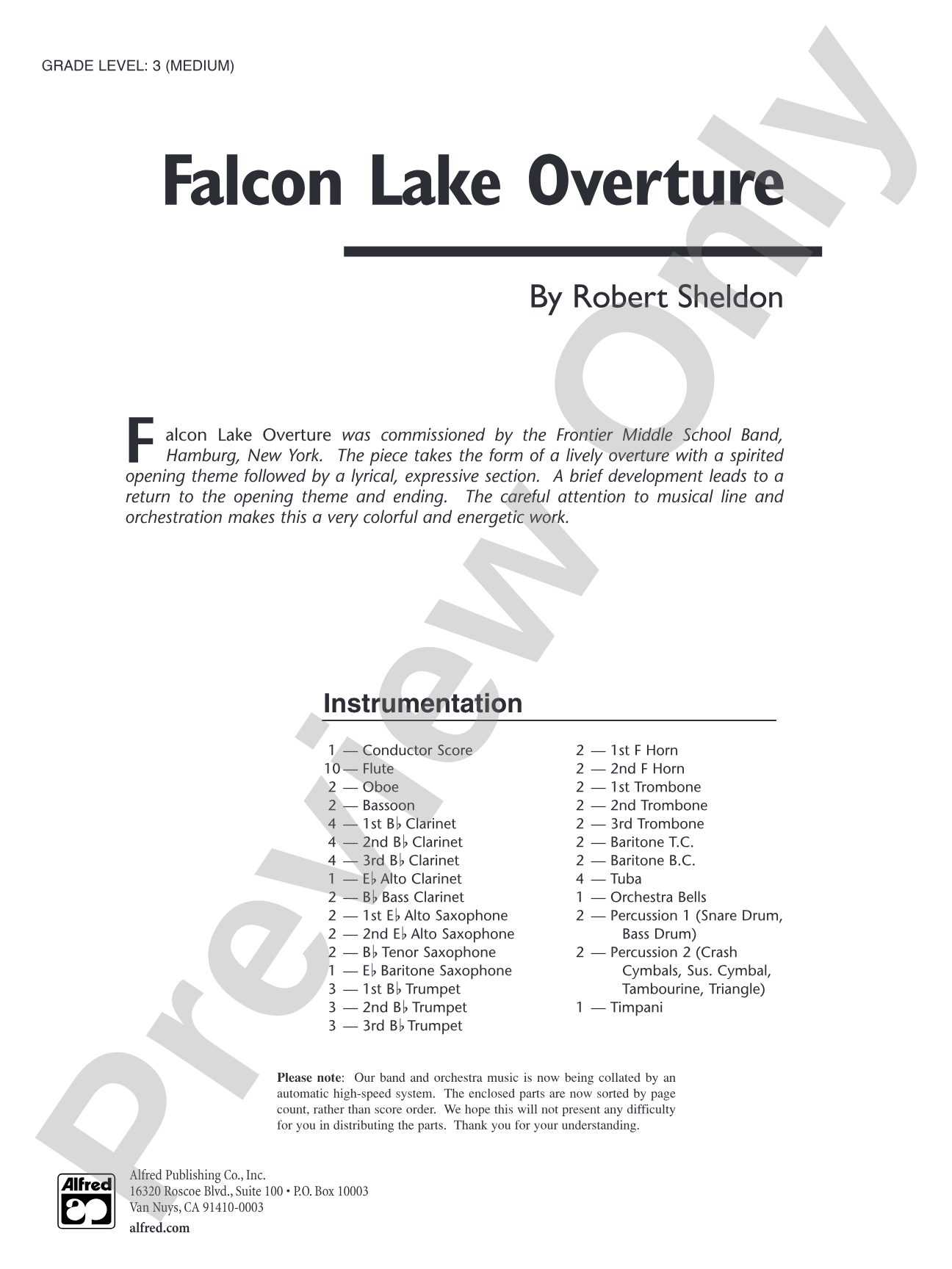 Falcon Lake Overture: Score