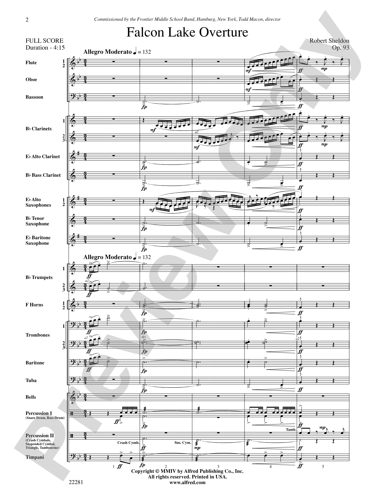 Falcon Lake Overture: Score