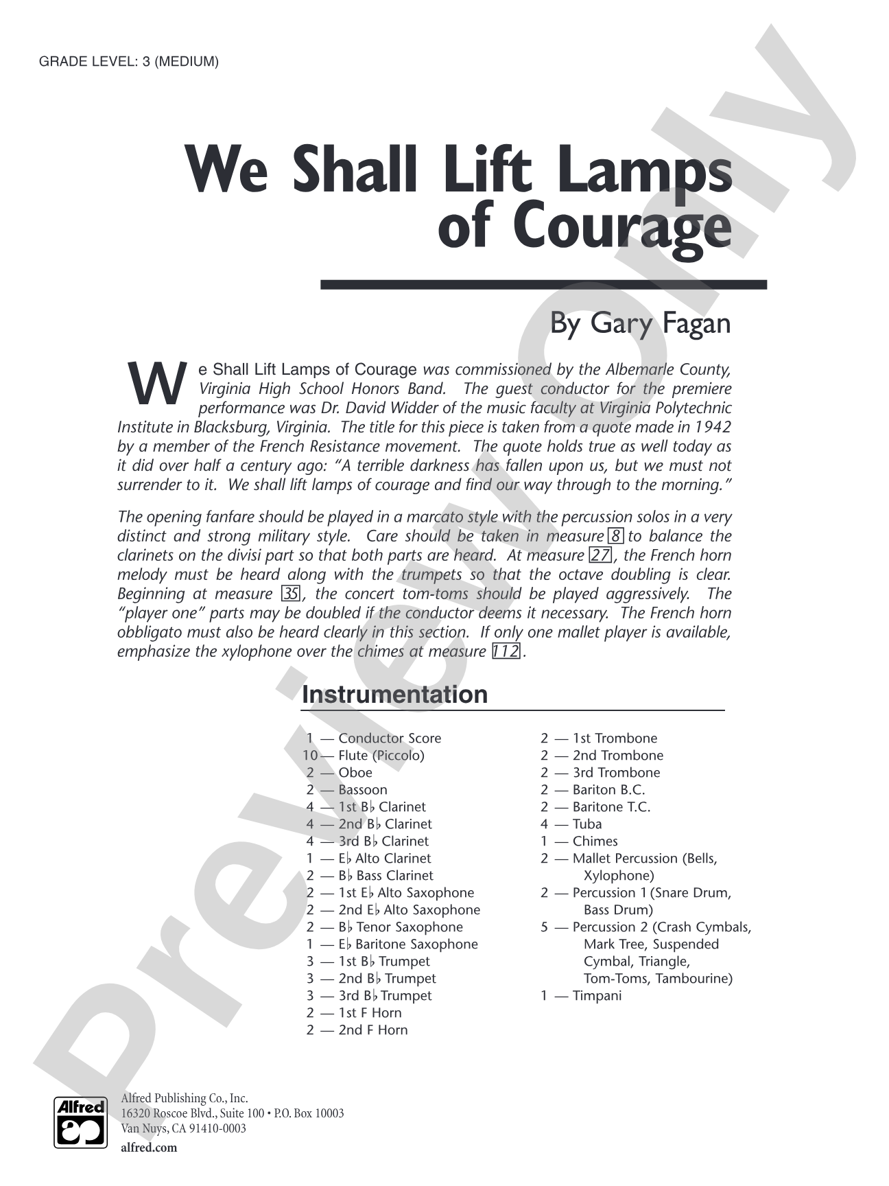 We Shall Lift Lamps of Courage: Concert Band Conductor Score & Parts