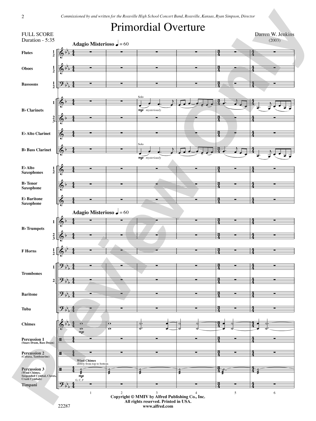 Primordial Overture: Concert Band Conductor Score & Parts