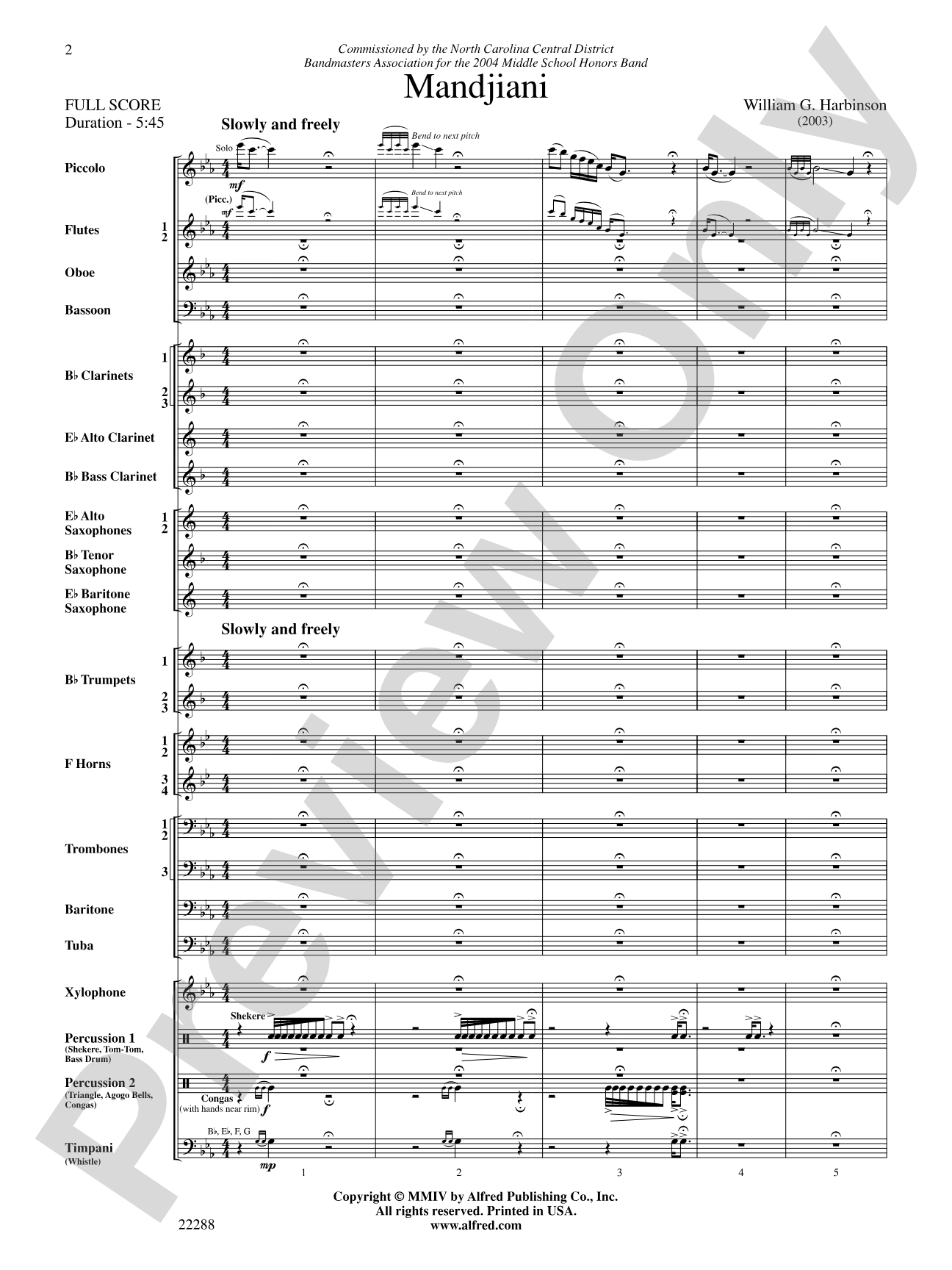 Mandjiani: Concert Band Conductor Score & Parts