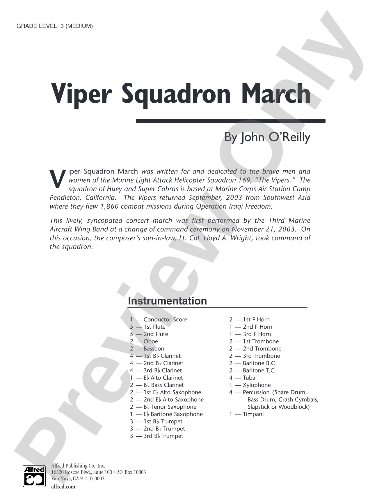 Viper Squadron March: Concert Band Conductor Score & Parts