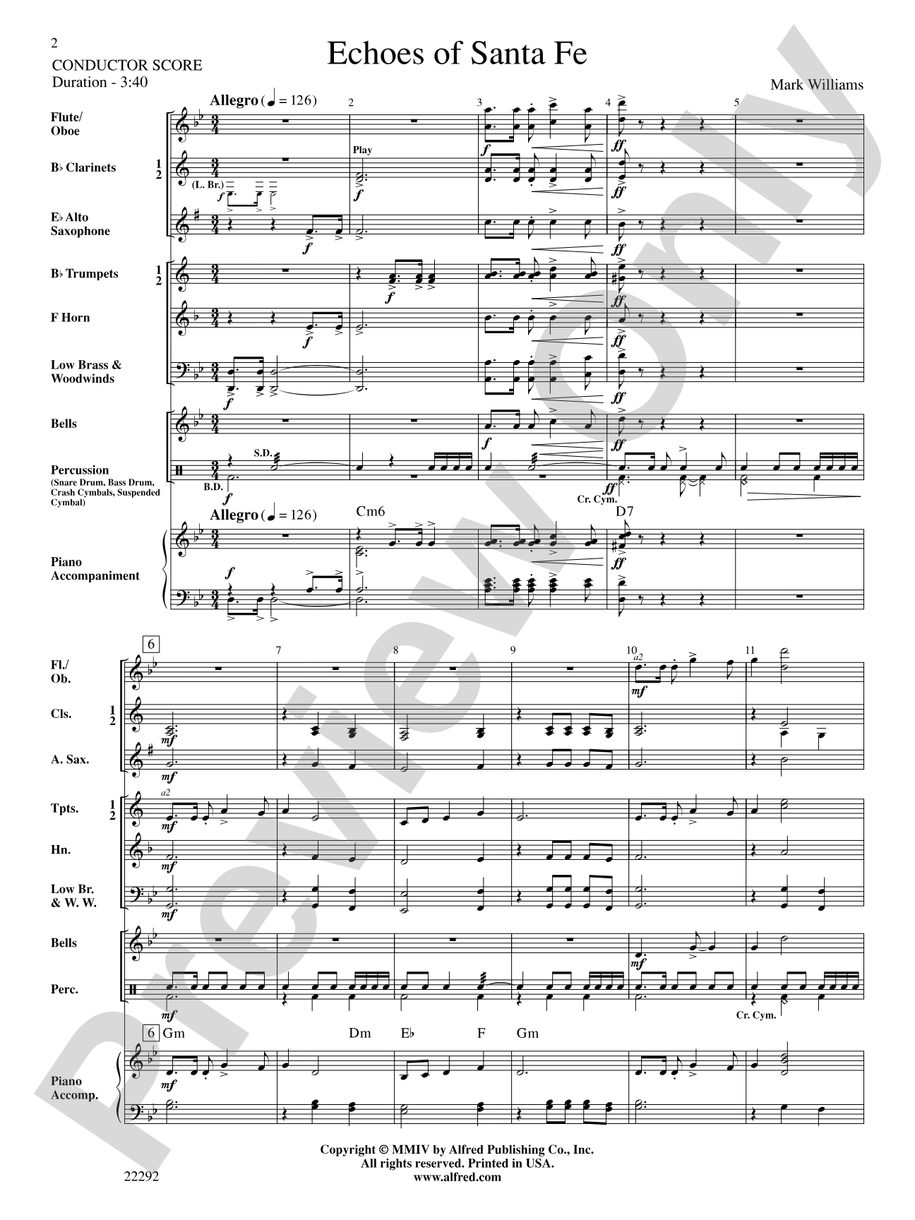 Echoes of Santa Fe: Concert Band Conductor Score & Parts
