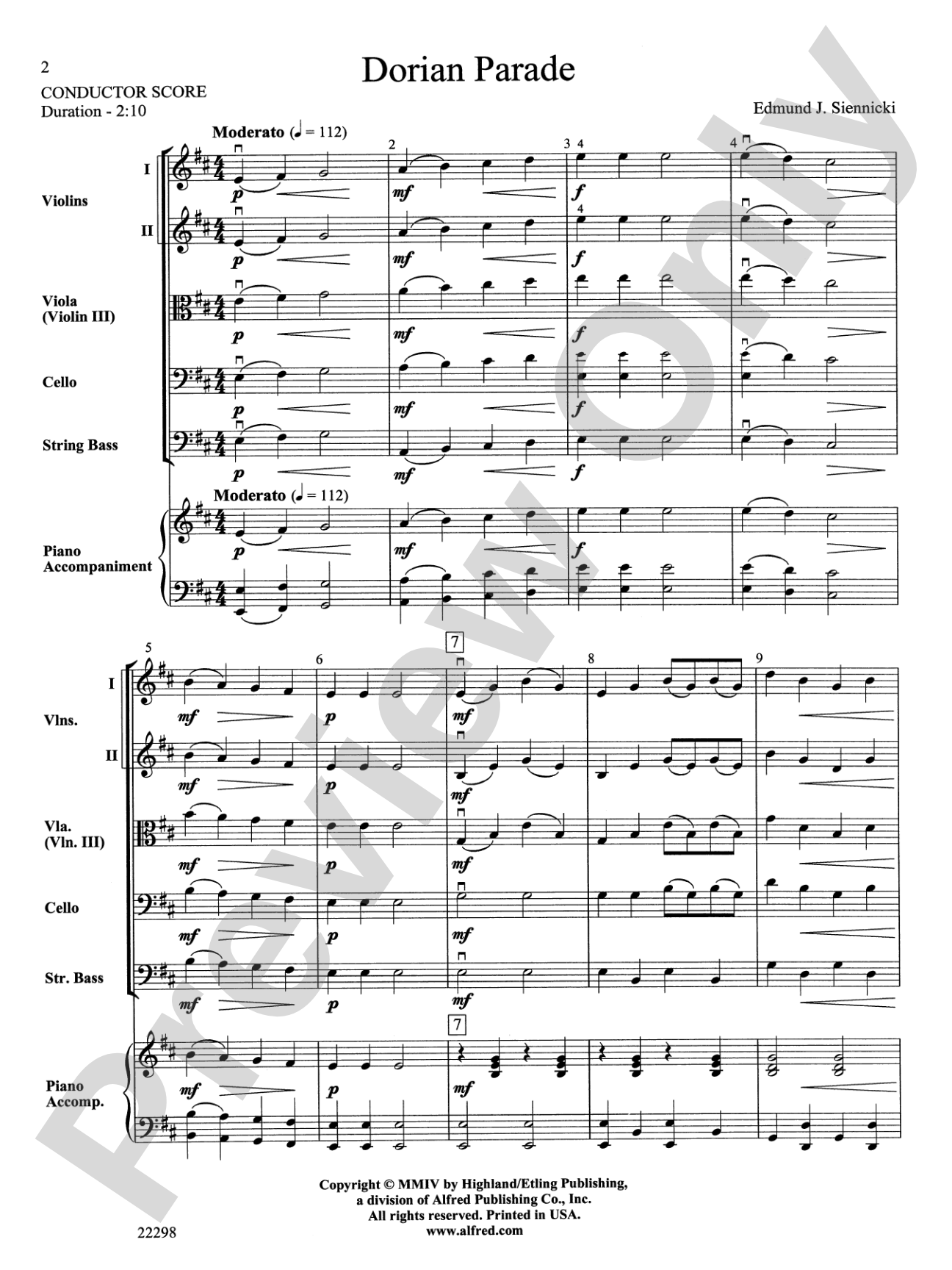 Dorian Parade: String Orchestra Conductor Score & Parts