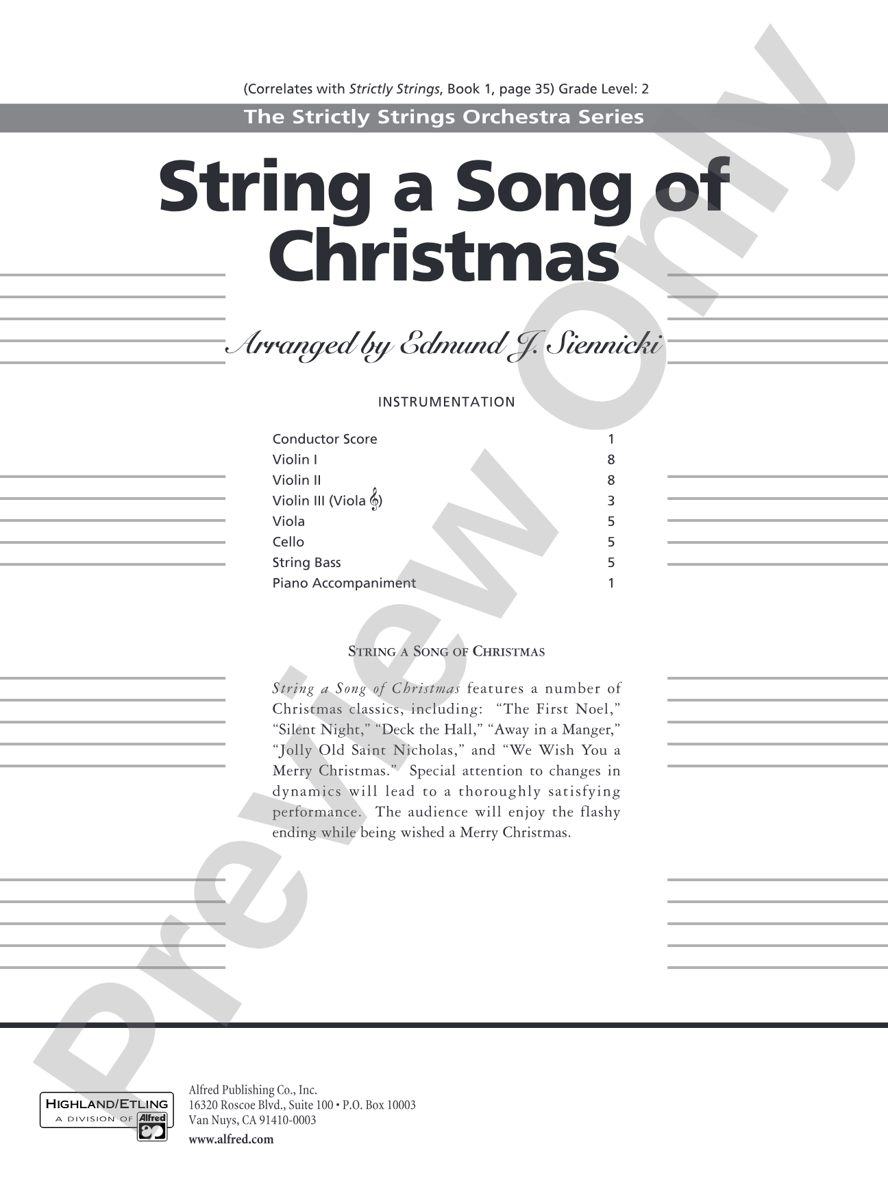 String a Song of Christmas: String Orchestra Conductor Score & Parts